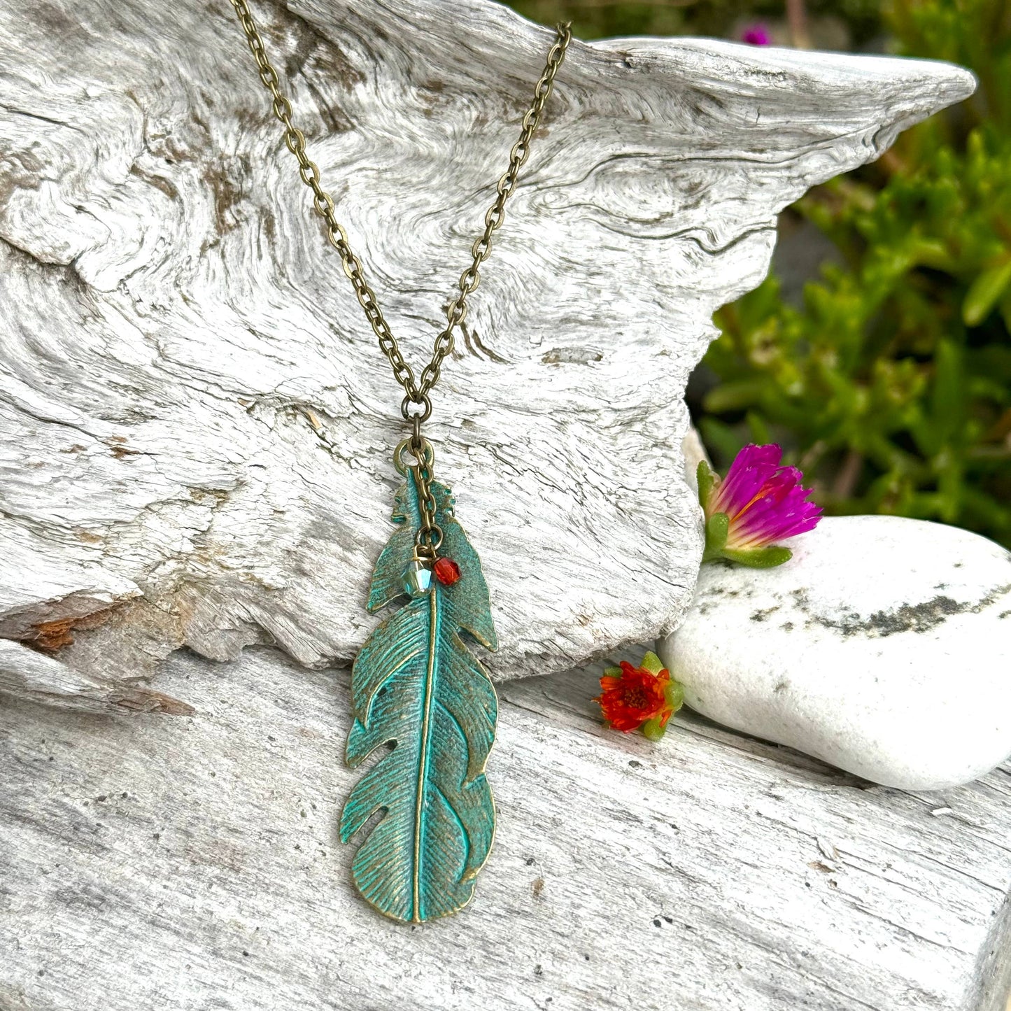 Nouveau Boho Feather Necklace 24"