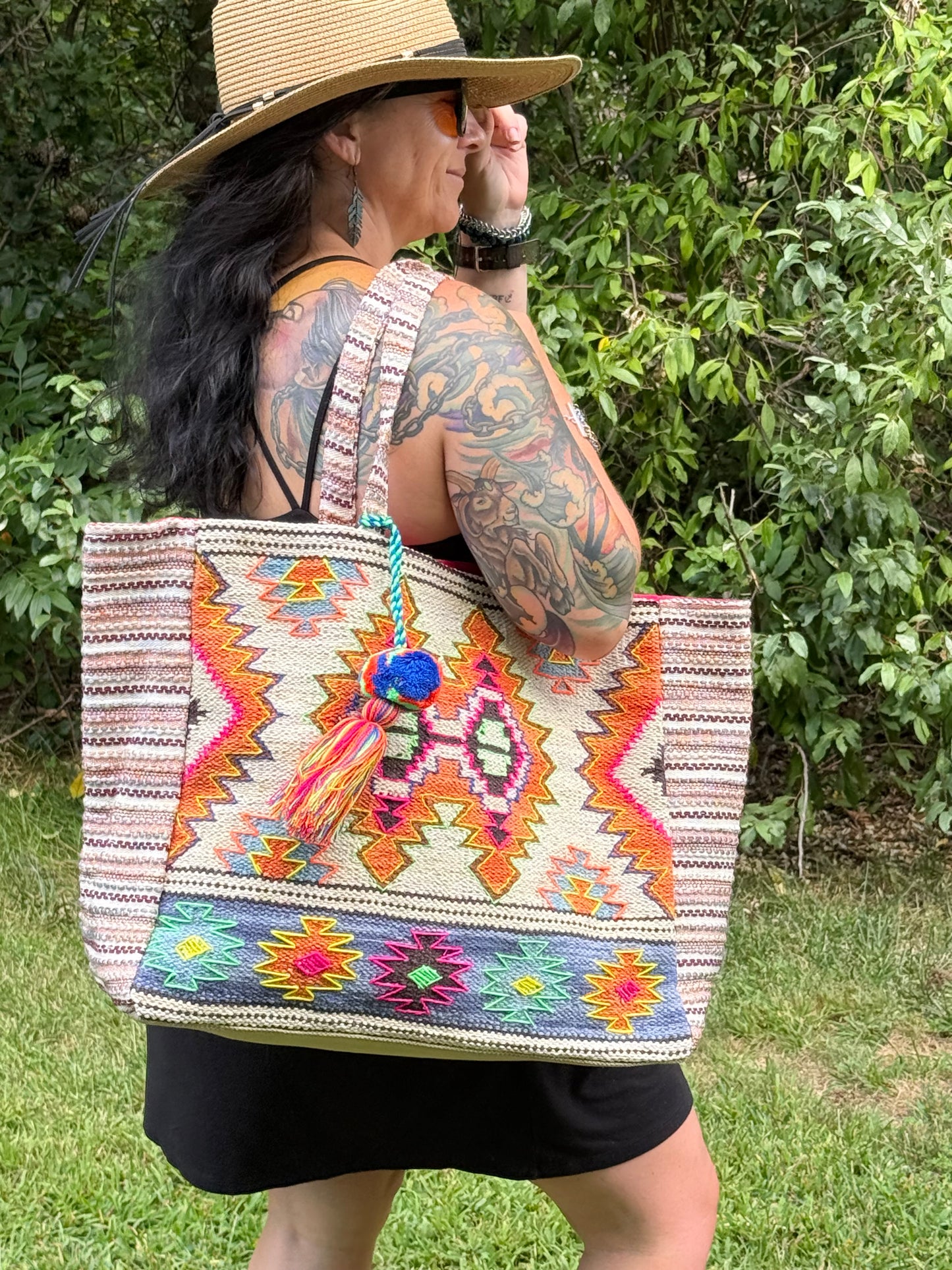 Geo Aztec Tapestry Tote Bag