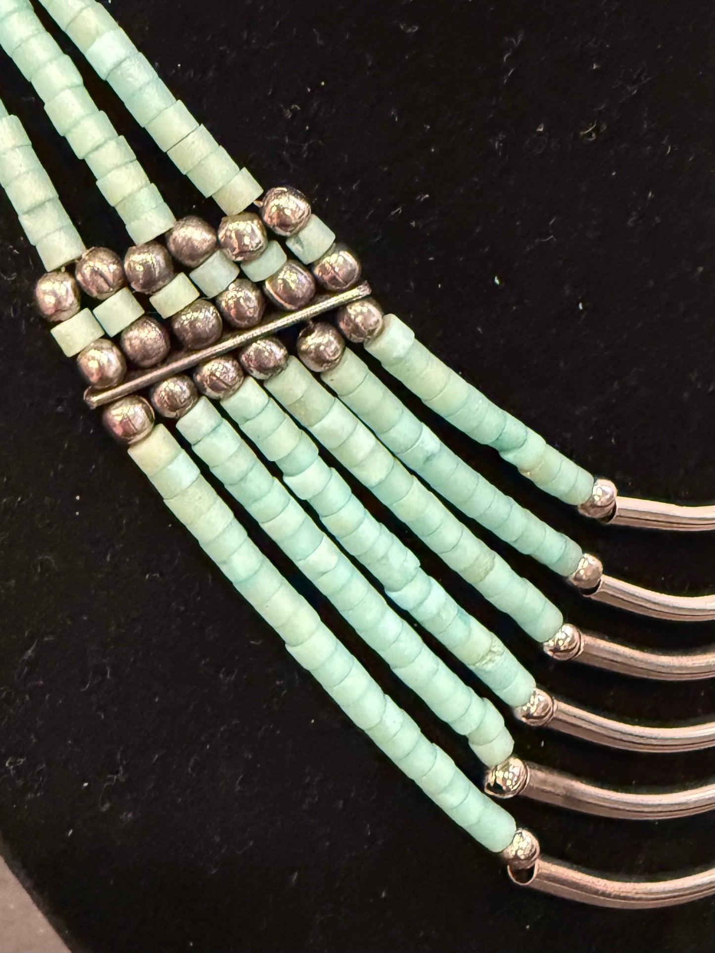 Vintage-Turquoise/Silver Tube Necklace