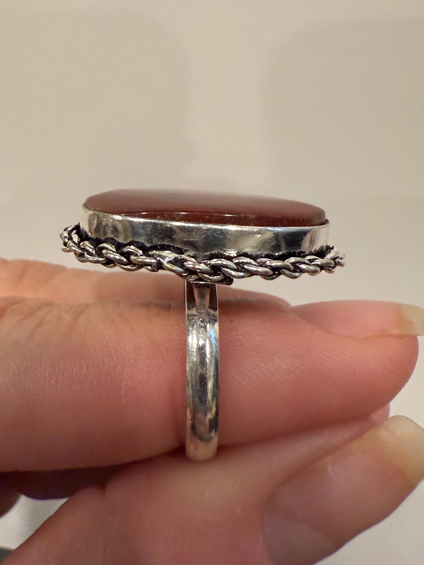 Vintage-Red Jasper Sterling Ring sz7.5