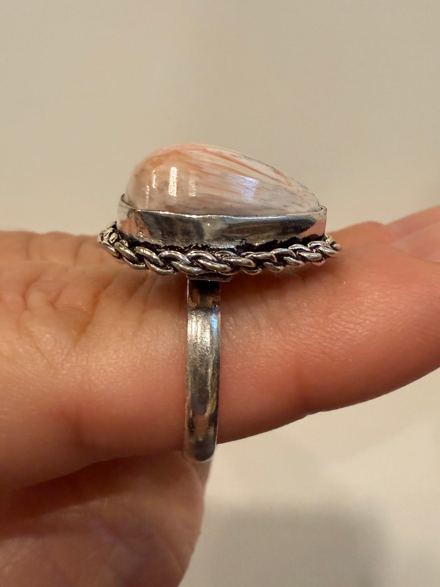 Vintage-Scolecite Sterling Ring sz7.5