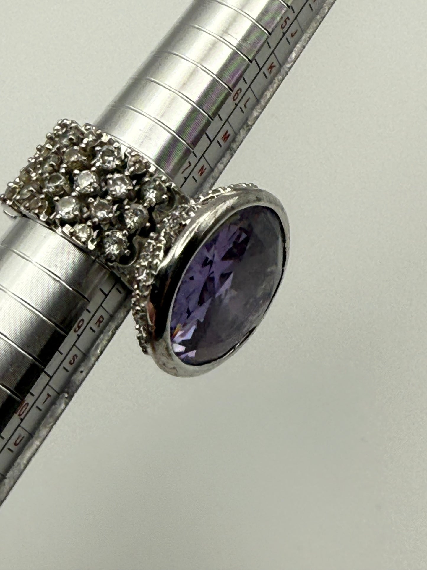 Vintage Lavender Crystal Cluster Ring 7.5