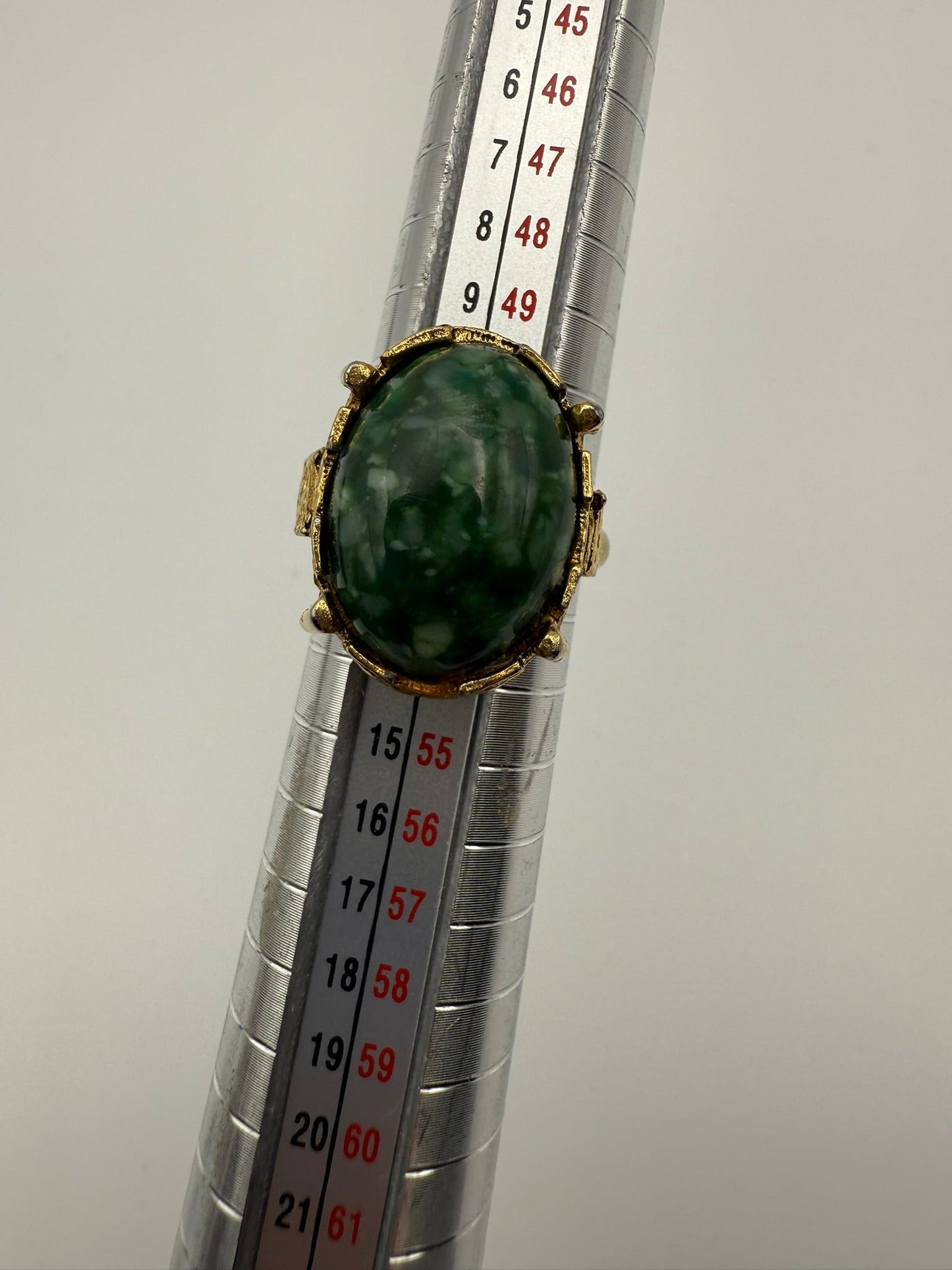 Vintage Verdant Heirloom Oval Jade Ring 6 ADJ