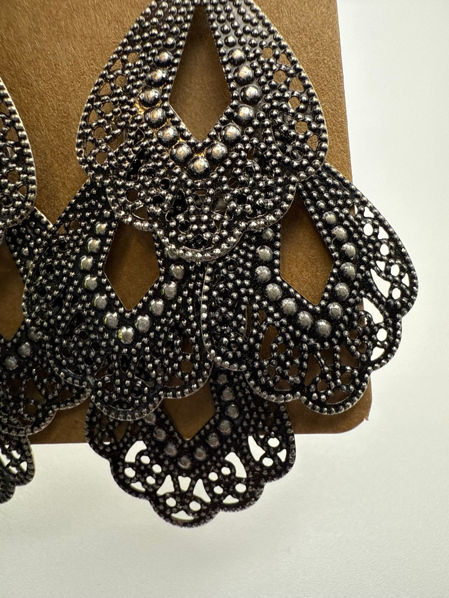 Vintage Midnight Filigree Statement Earrings