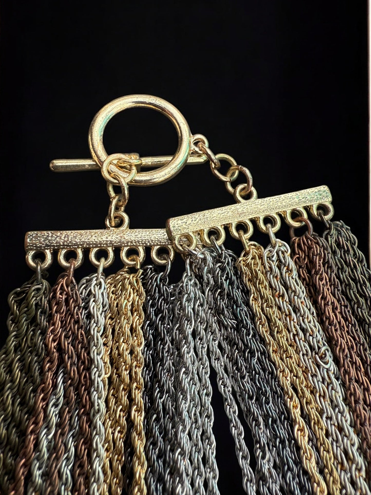 Vintage Champagne Twilight Multi-Chain Necklace 17"