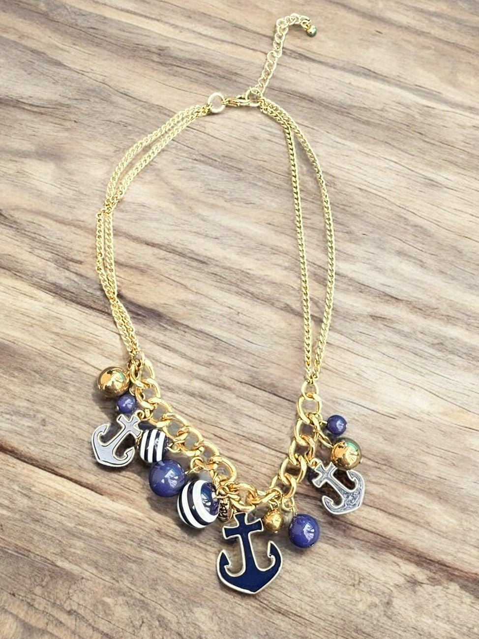 Vintage Anchored in Style Charm Necklace 16-18"
