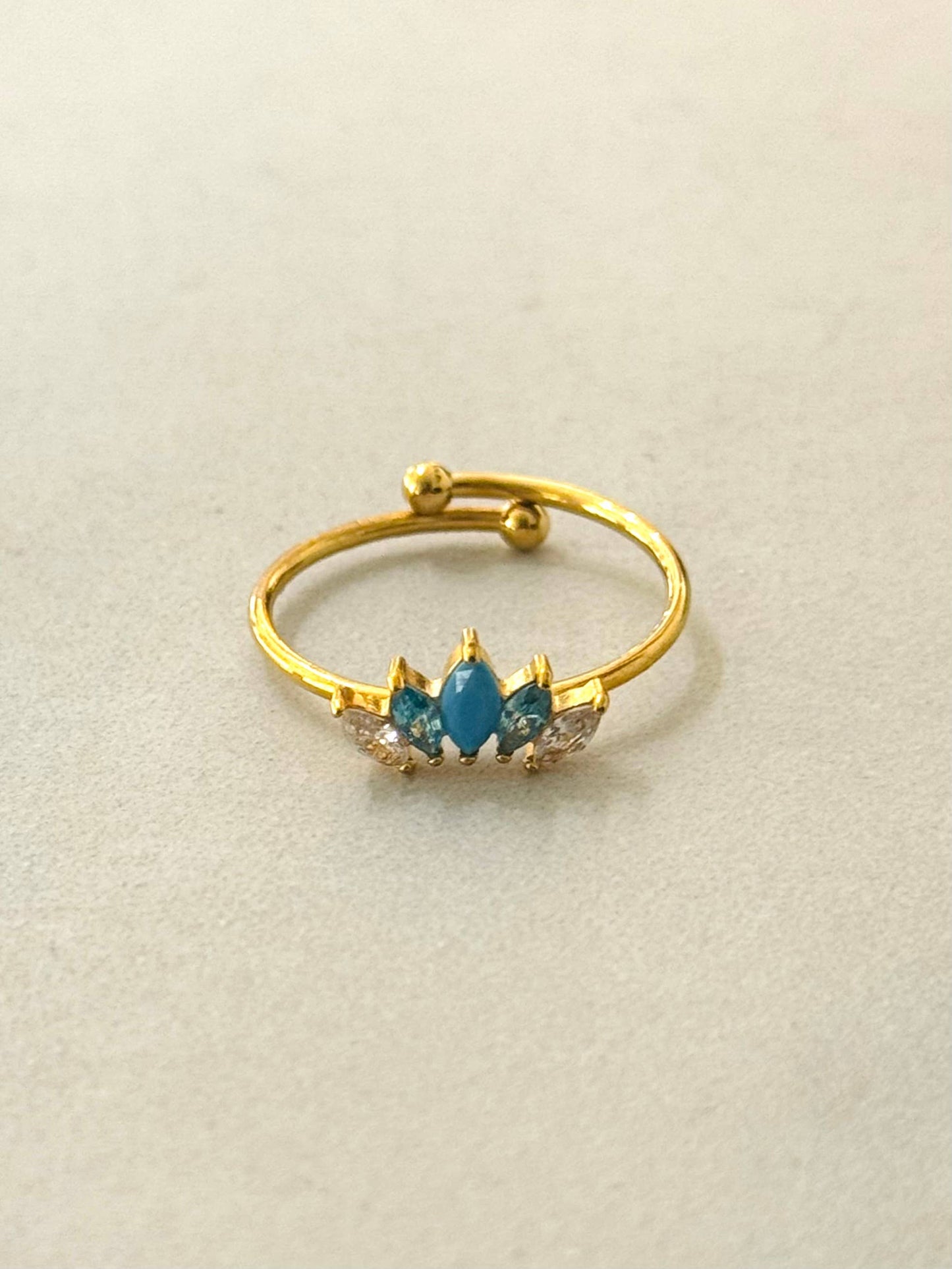Blue Crown Stainless Steel Gold Ring