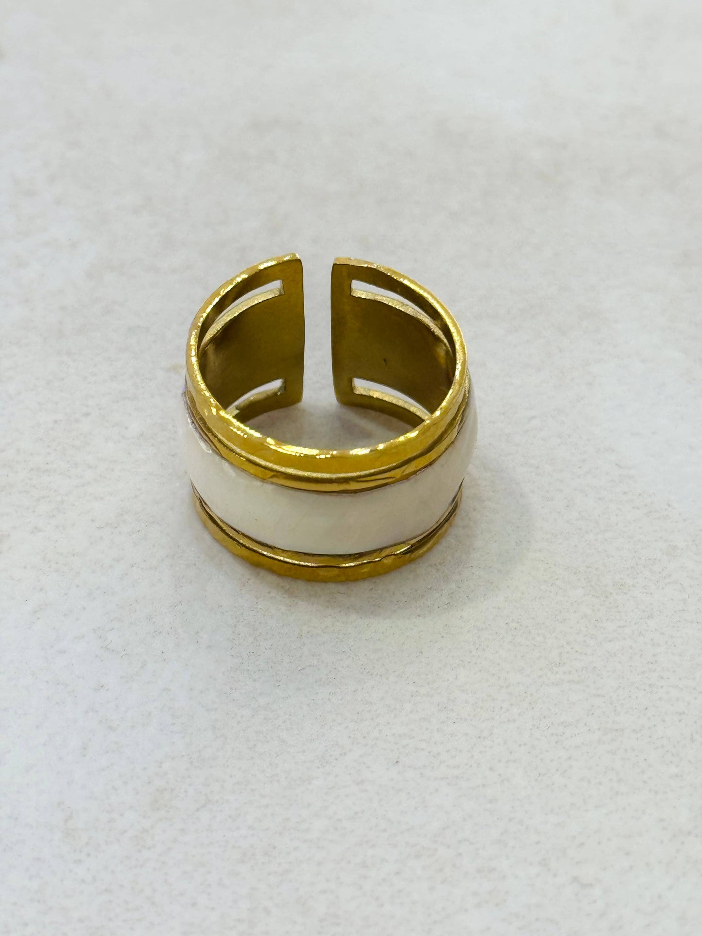 Patty Nacre Stainless Steel Gold Ring