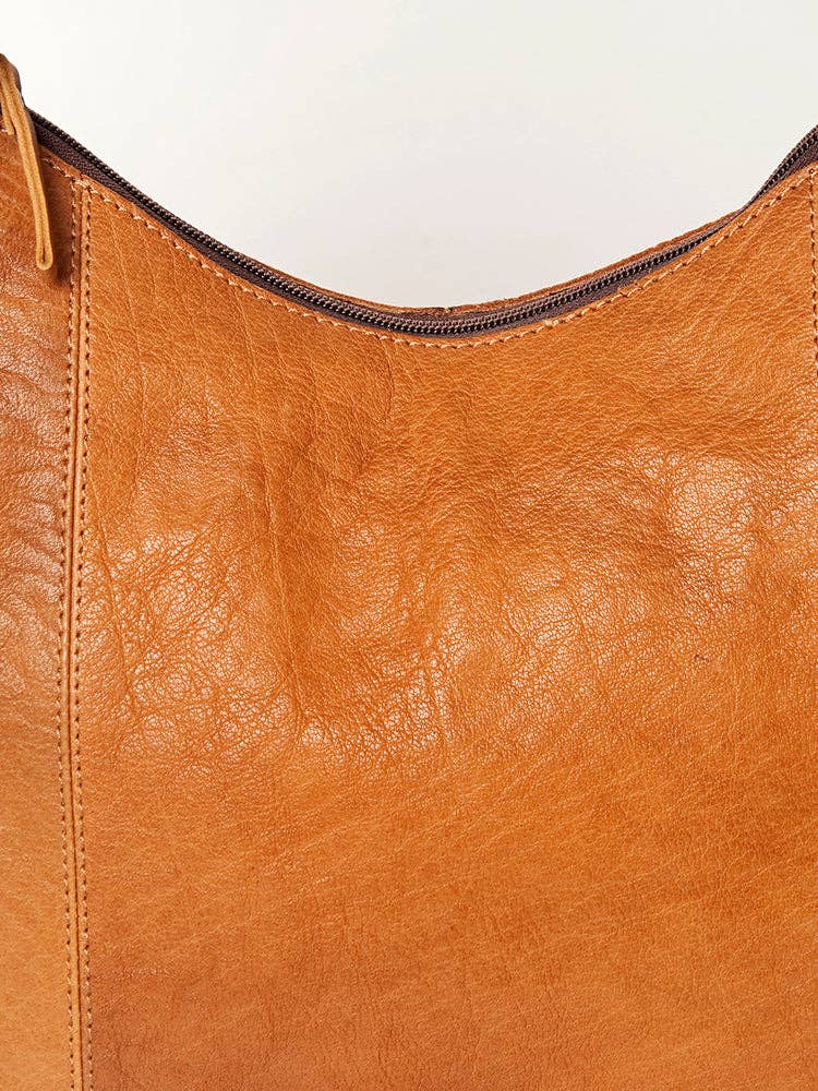 American Darling Hobo Bag Full Grain Tan Leather with Tooled Strap & Fringe