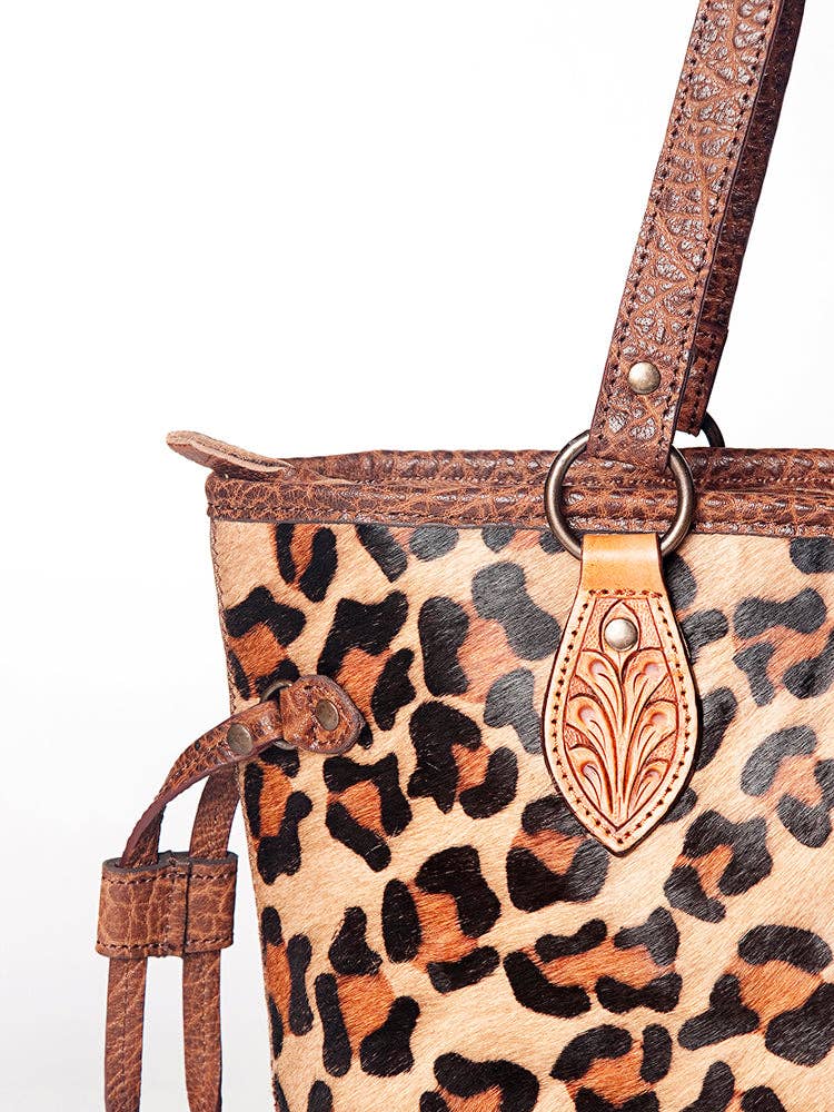 American Darling Cheetah Hair On Genuine Western Leather Tote Bag