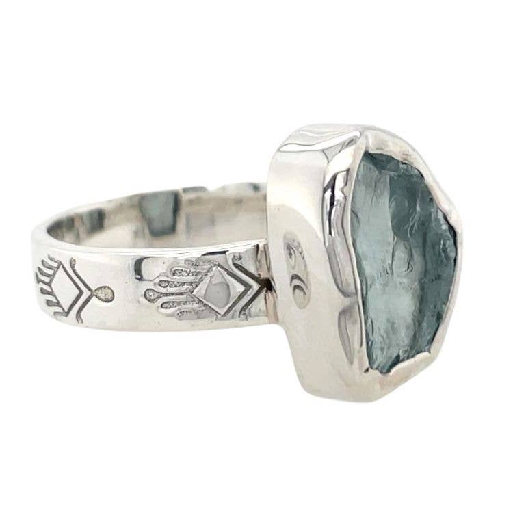 Sterling Aquamarine Melting Ring