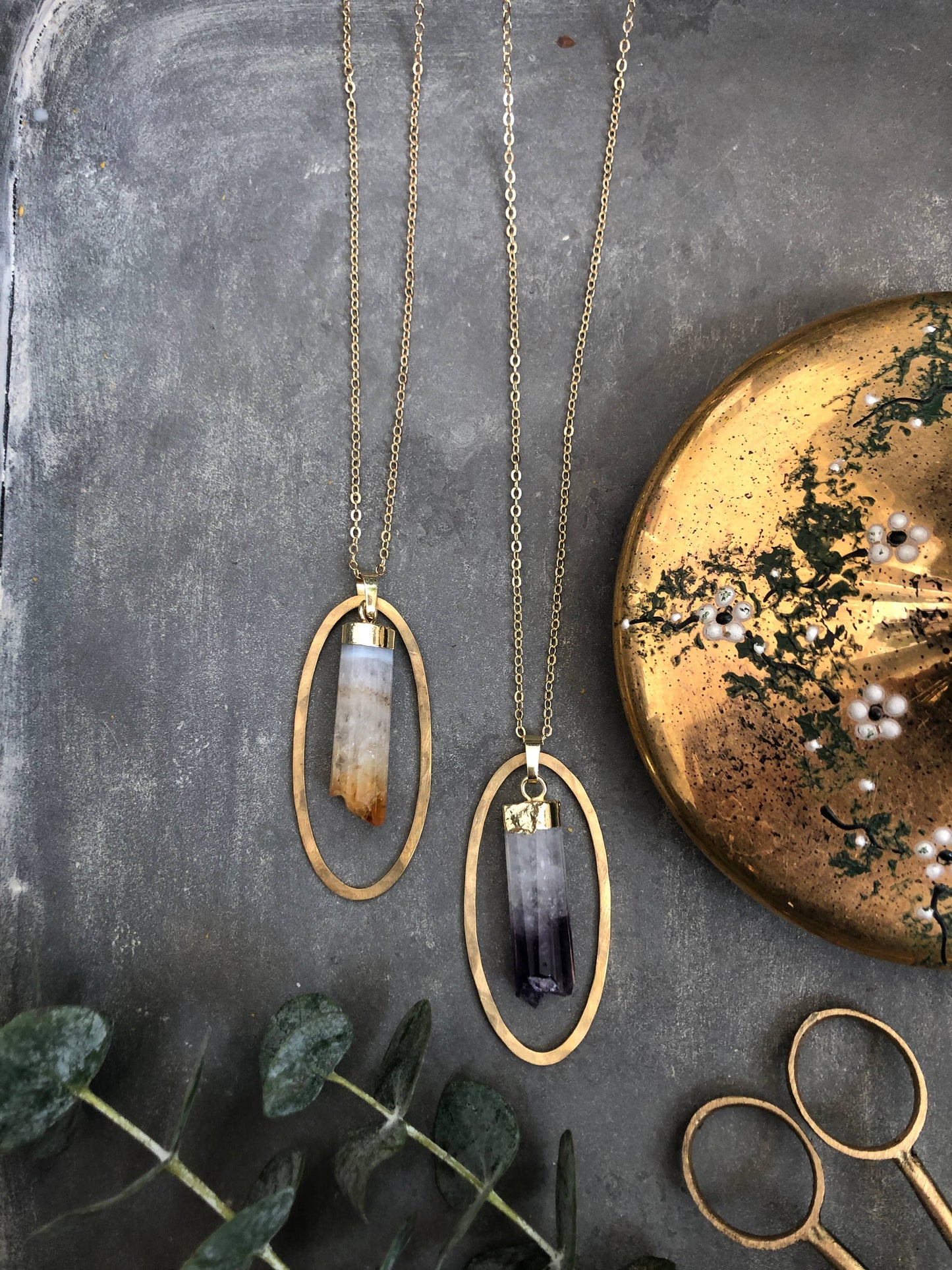 Otisco Necklace ~ 14K Gold Plated Amethyst or Citrine