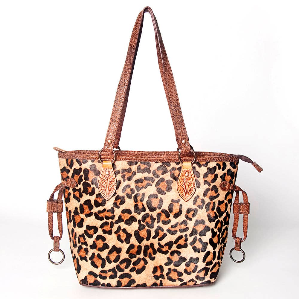American Darling Cheetah Hair On Genuine Western Leather Tote Bag