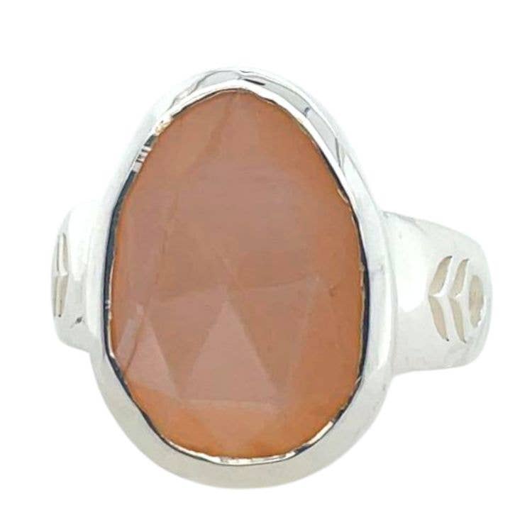 Sterling Peach Moonstone Mata Hari Ring