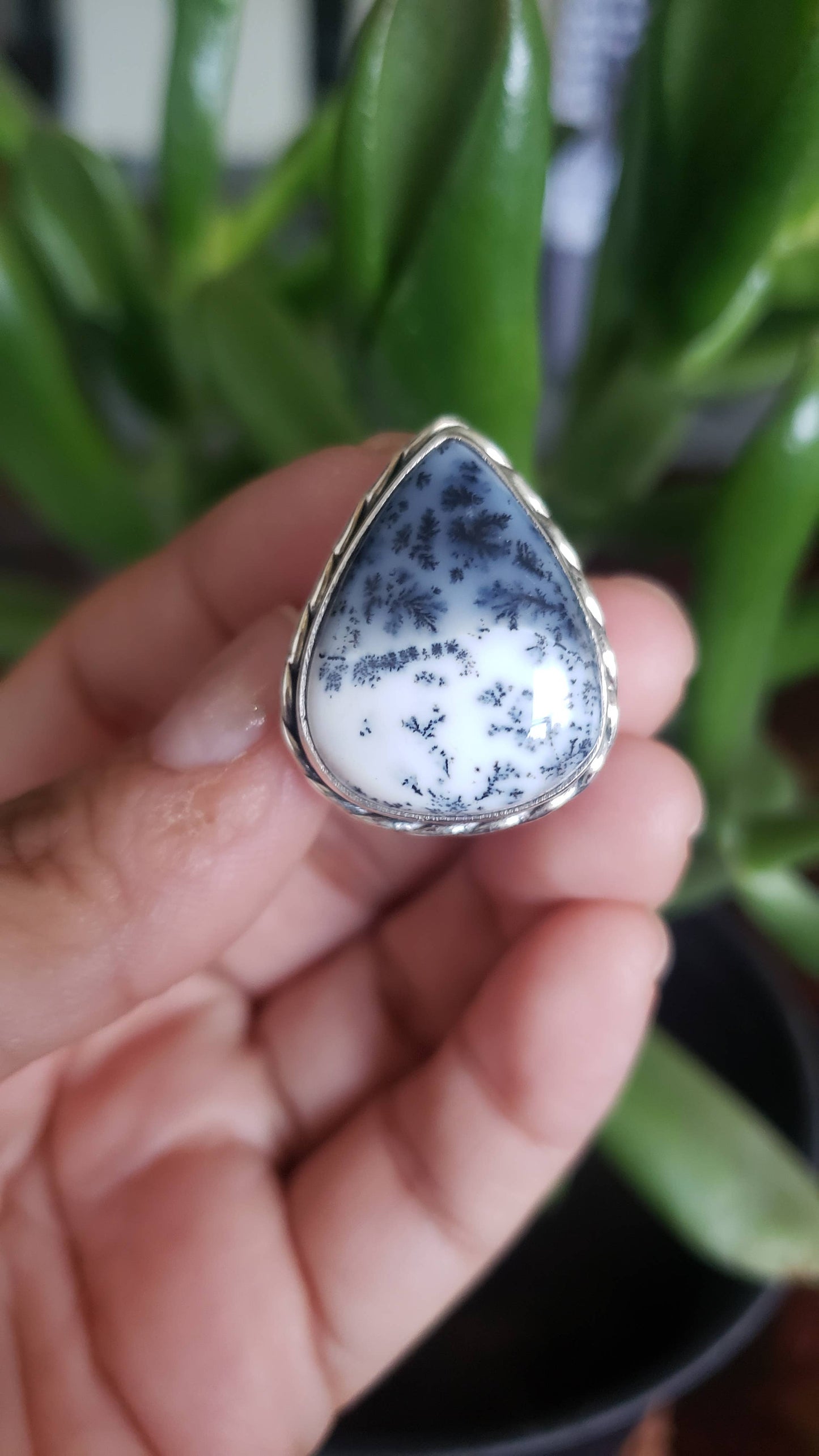 Sterling Dendritic Opal Ring