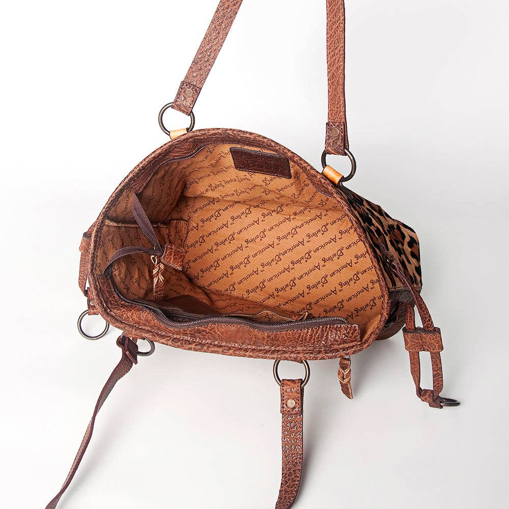 American Darling Cheetah Hair On Genuine Western Leather Tote Bag