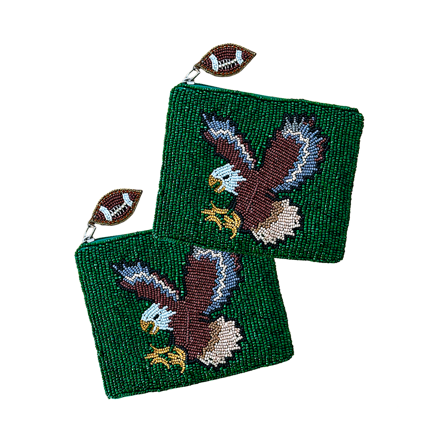 Philadelphia Eagles Beaded Football Game Day Coin Purse