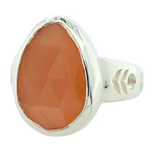 Sterling Peach Moonstone Mata Hari Ring