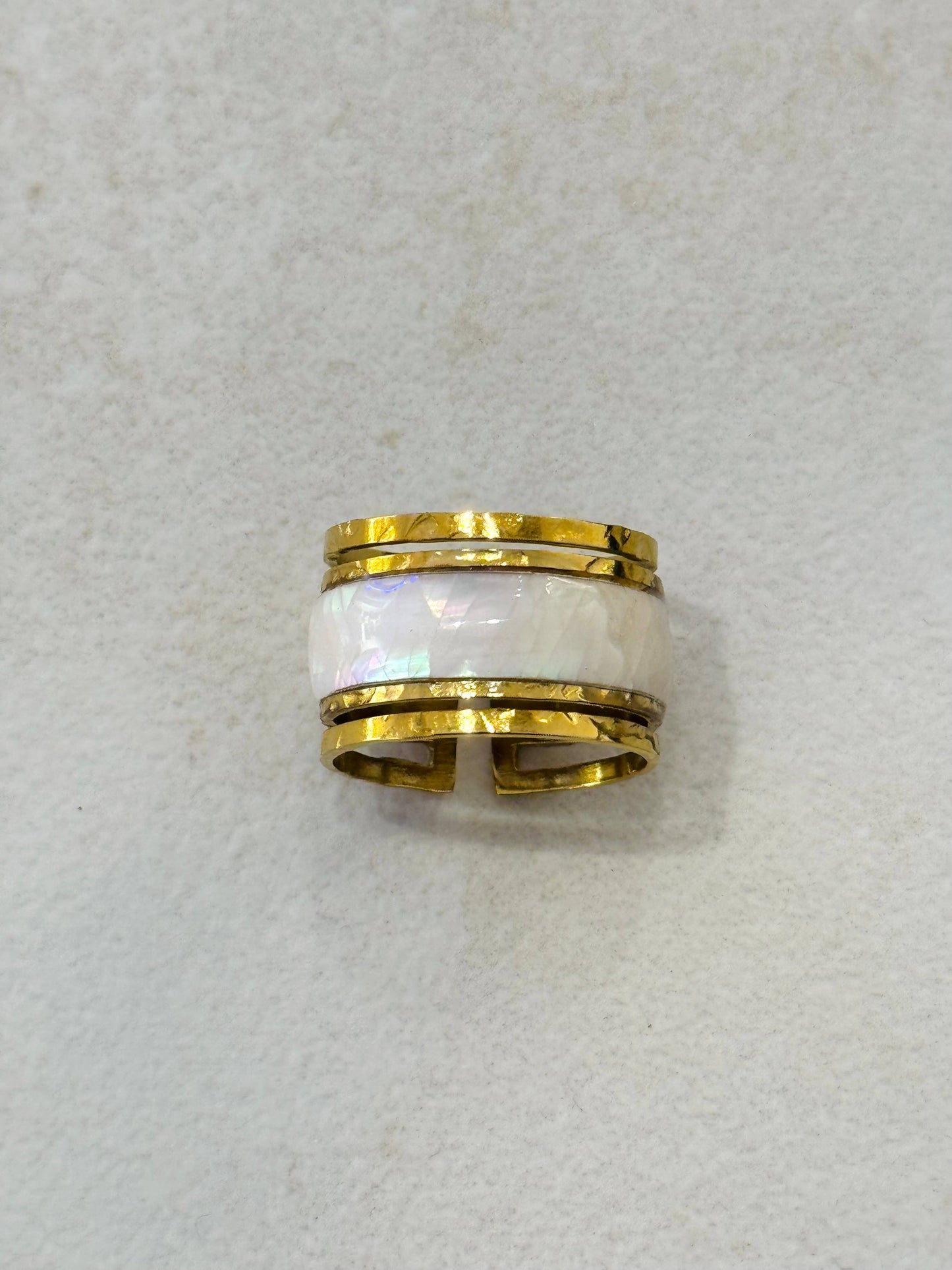 Patty Nacre Stainless Steel Gold Ring