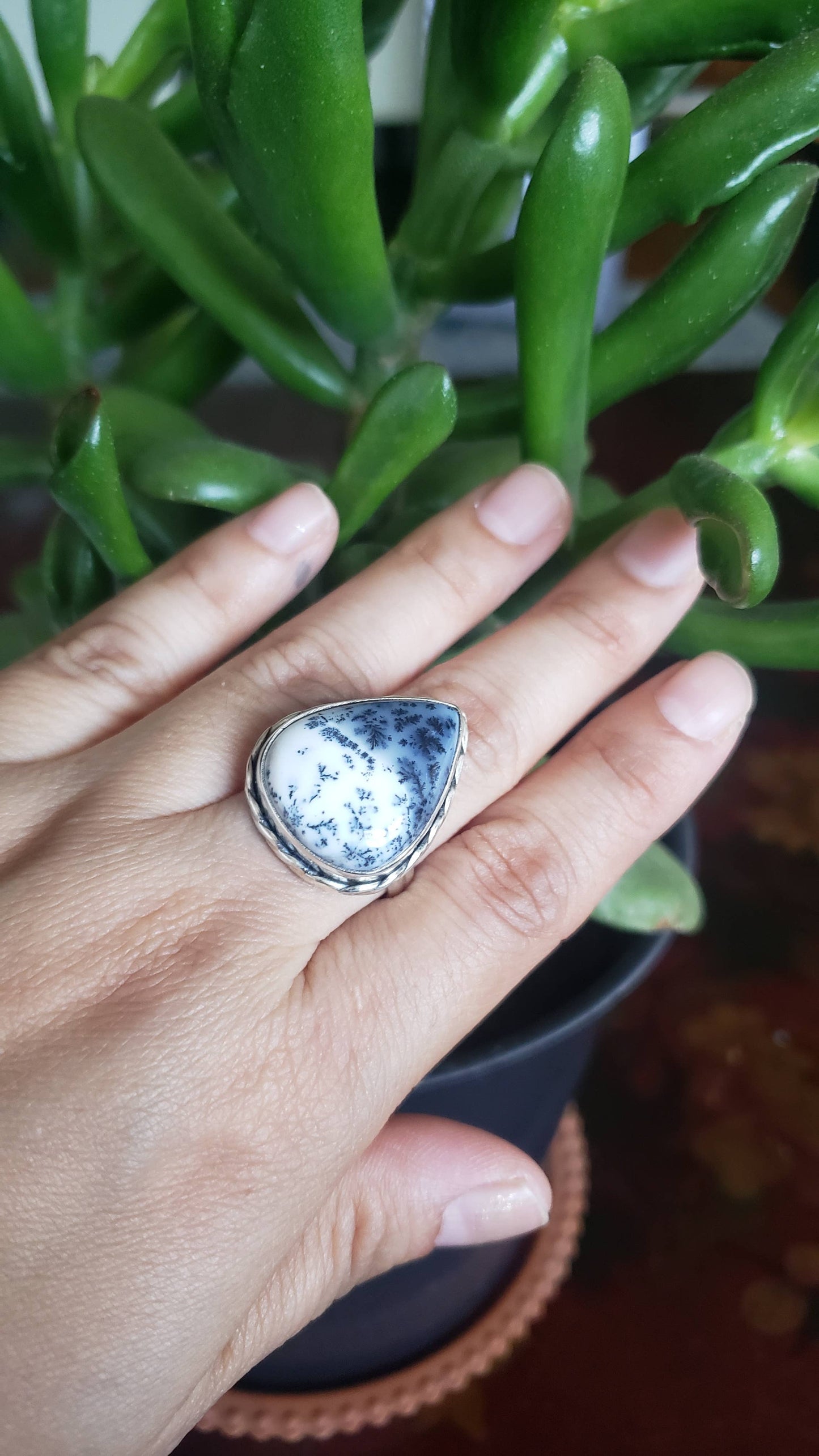 Sterling Dendritic Opal Ring