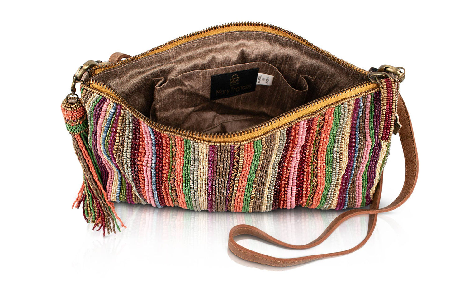 Between the Lines Boho Rainbow and Leather Handbag