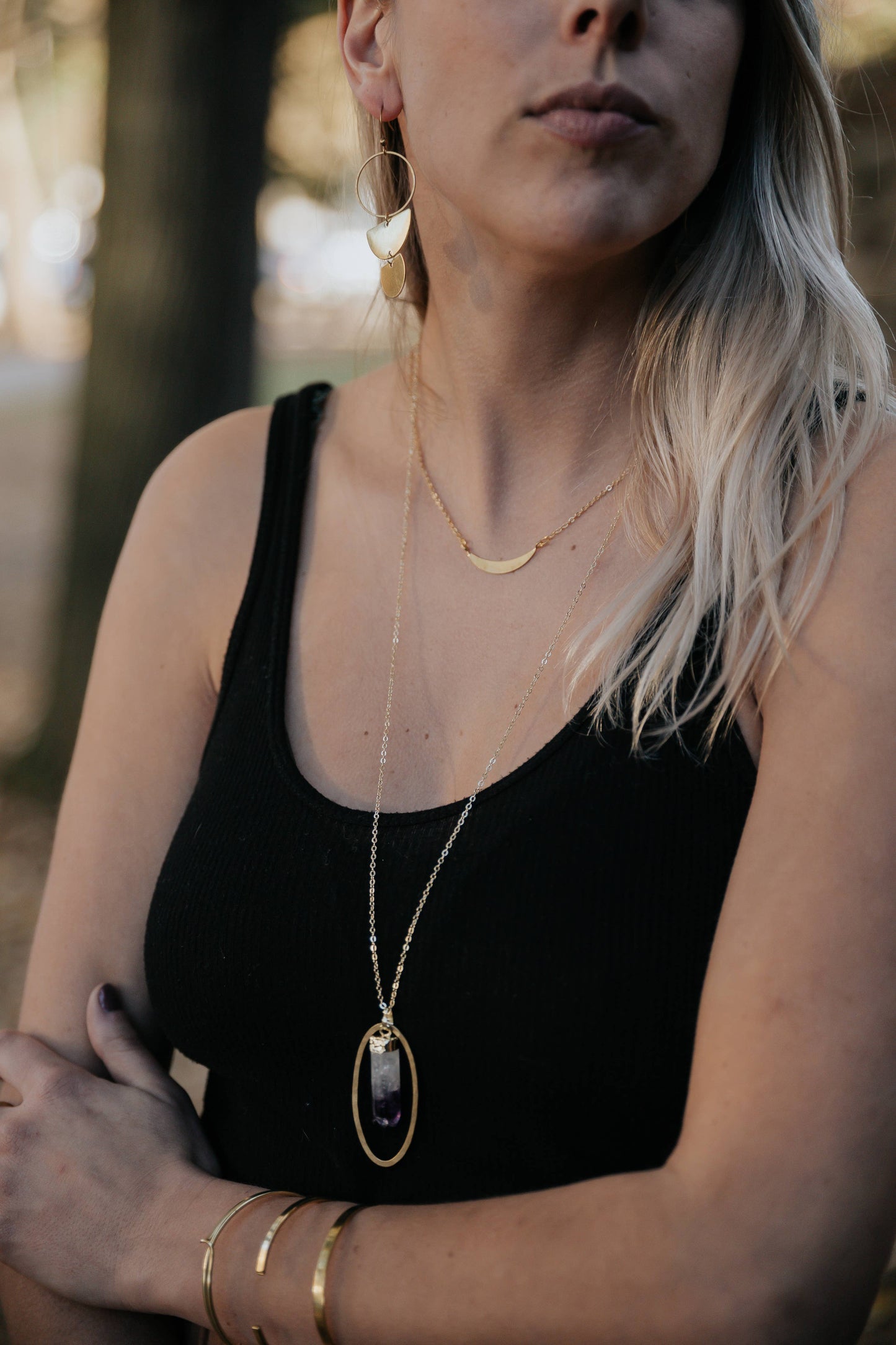 Otisco Necklace ~ 14K Gold Plated Amethyst or Citrine