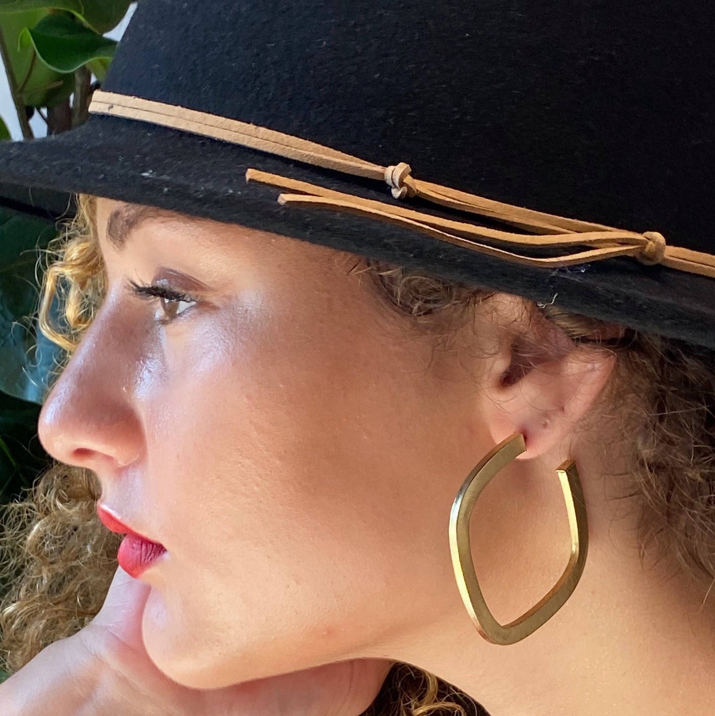 Gilded Edge Square Hoop Earrings