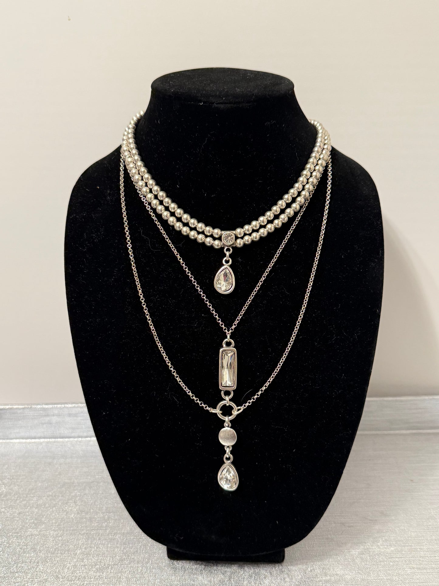 Moonlit Layers Necklace - Swarovski Crystals