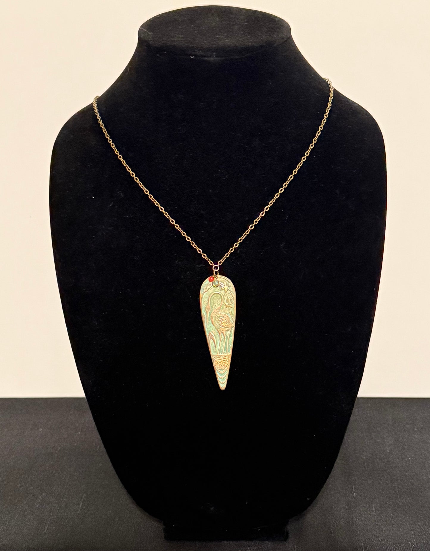 Nouveau Heron Brass Necklace - 26"