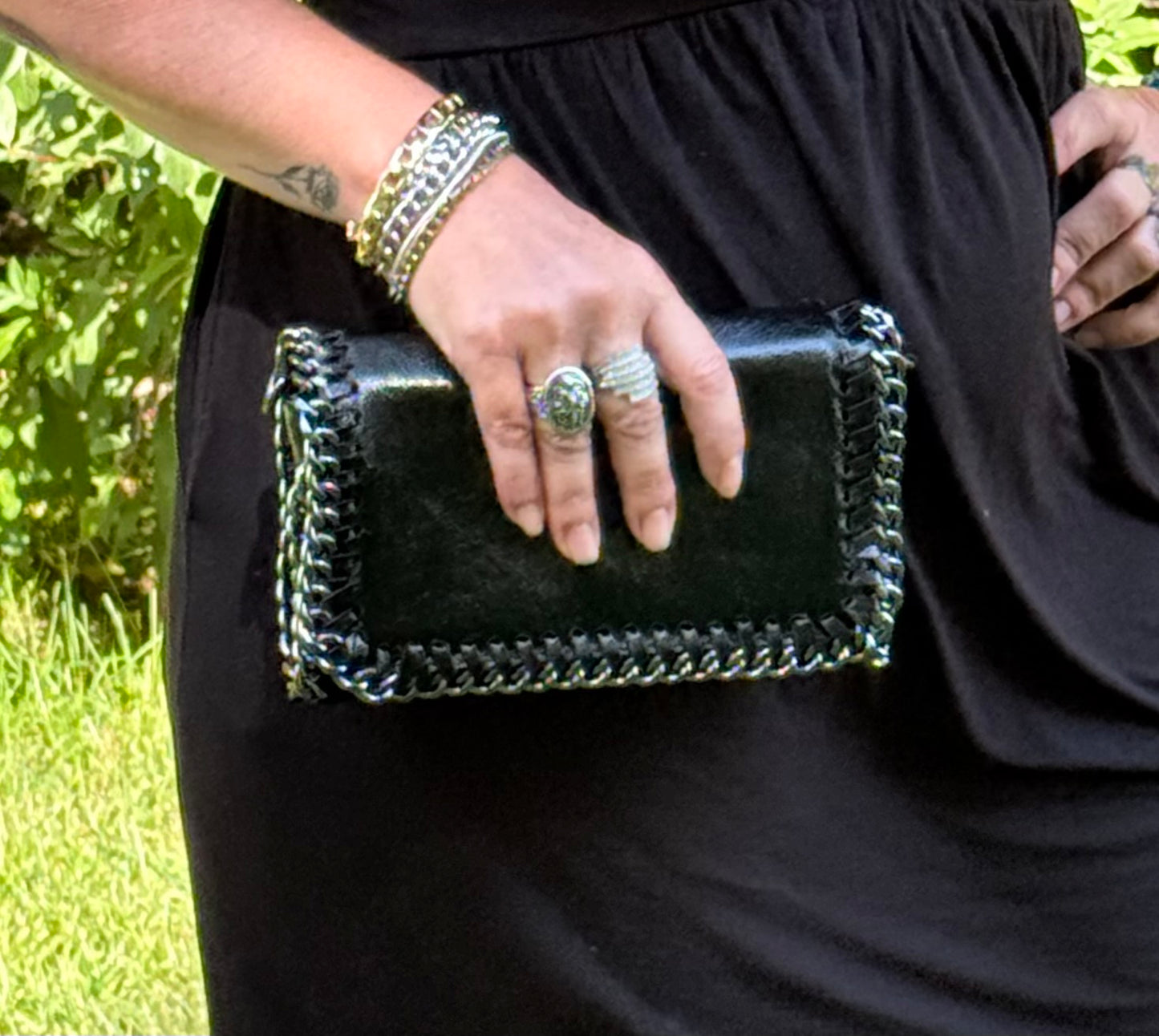 Midnight Edge Crossbody with Chains