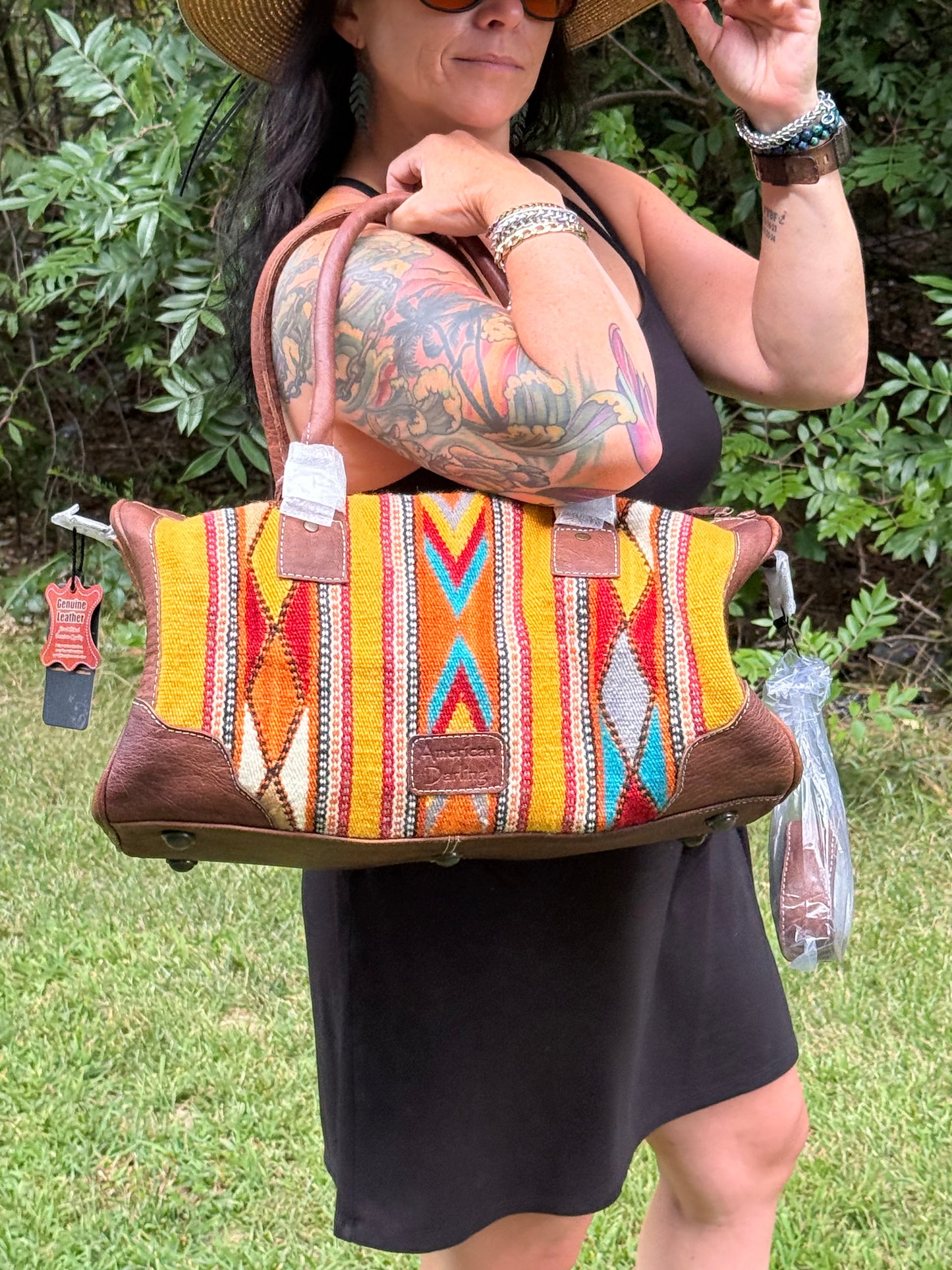 American Darling Genuine Western Leather Duffel Bag