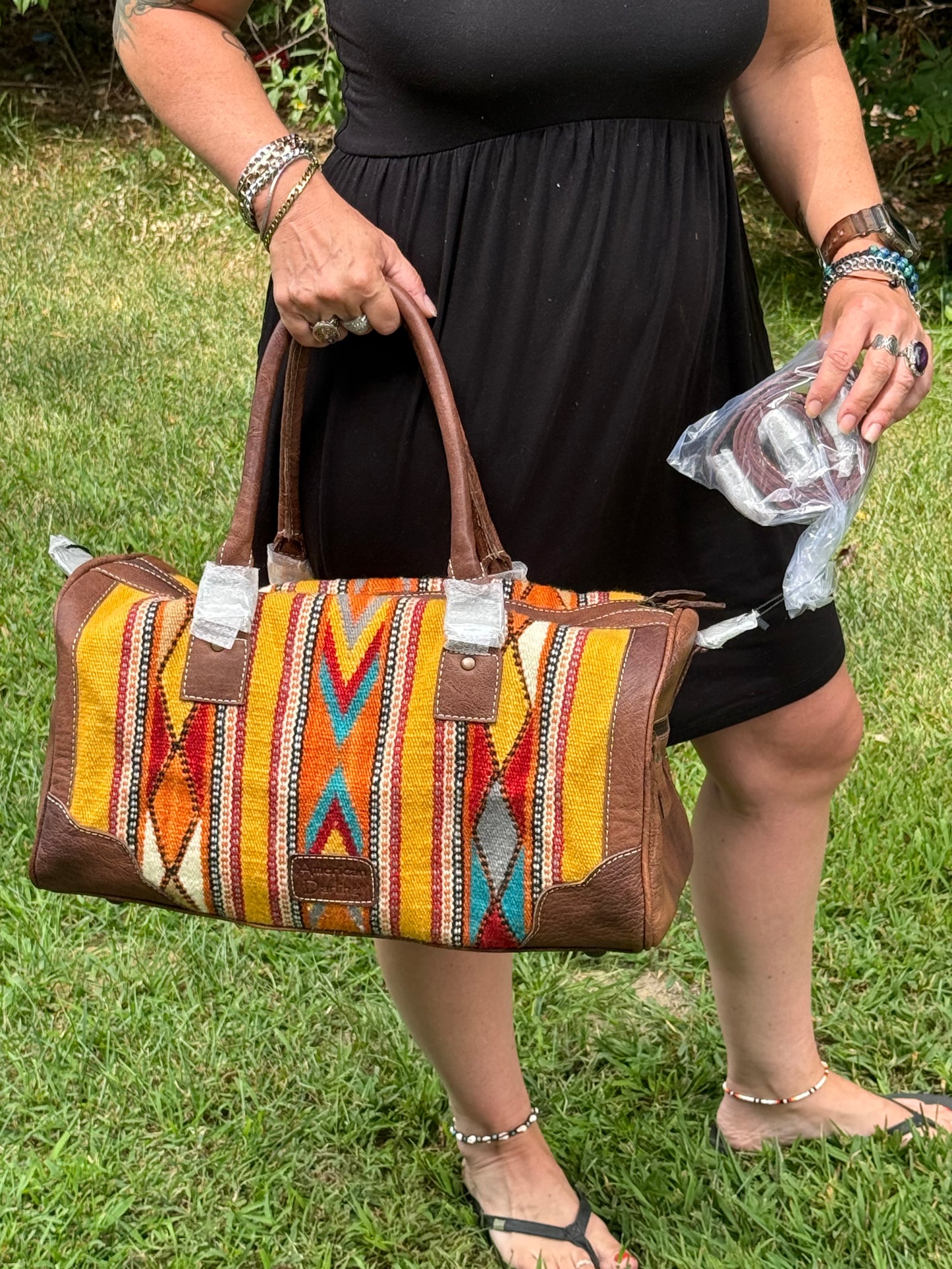 American Darling Genuine Western Leather Duffel Bag