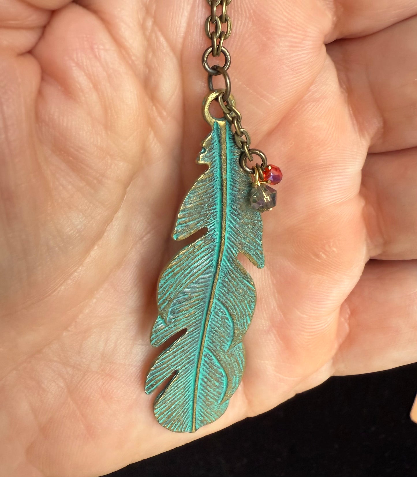 Nouveau Boho Feather Necklace 24"