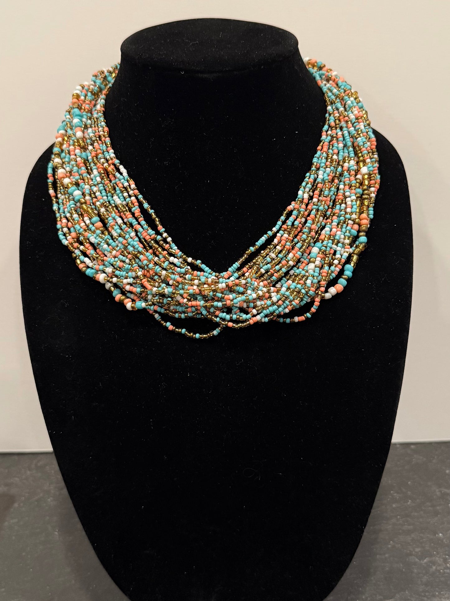Vintage-40" Beaded Turquoise Necklace