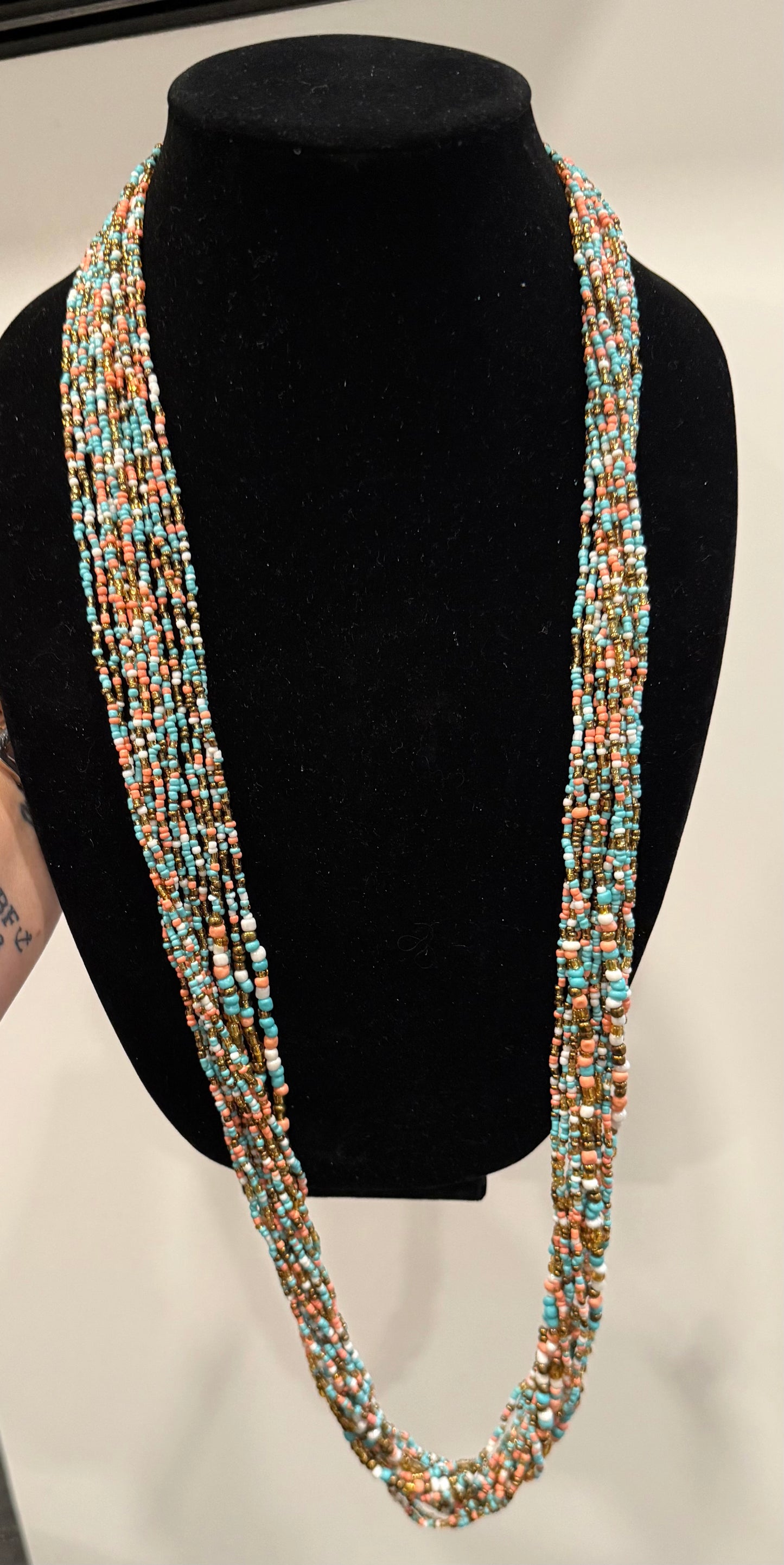 Vintage-40" Beaded Turquoise Necklace