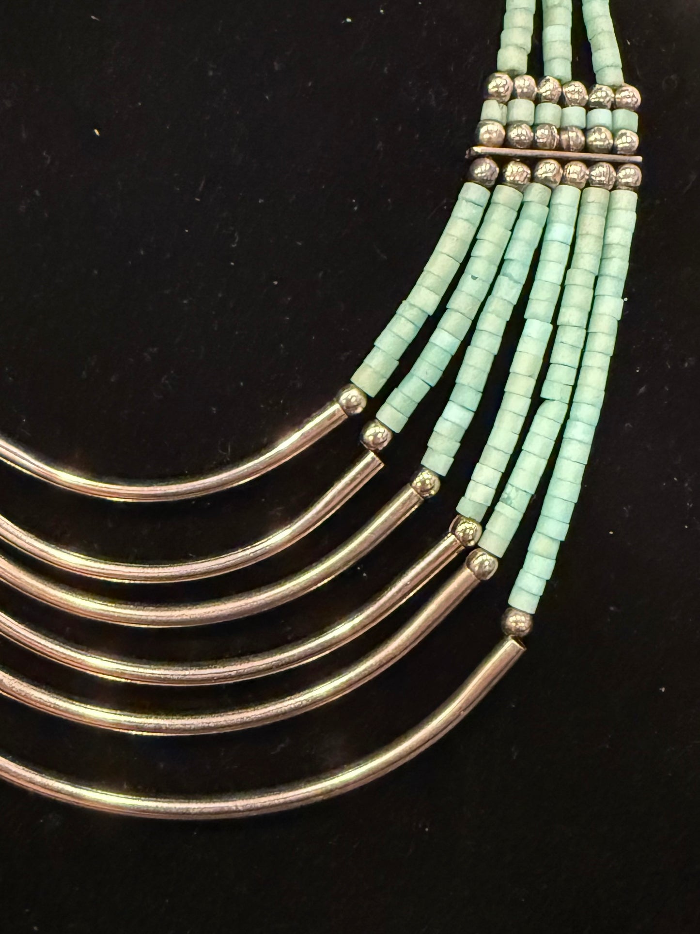 Vintage-Turquoise/Silver Tube Necklace