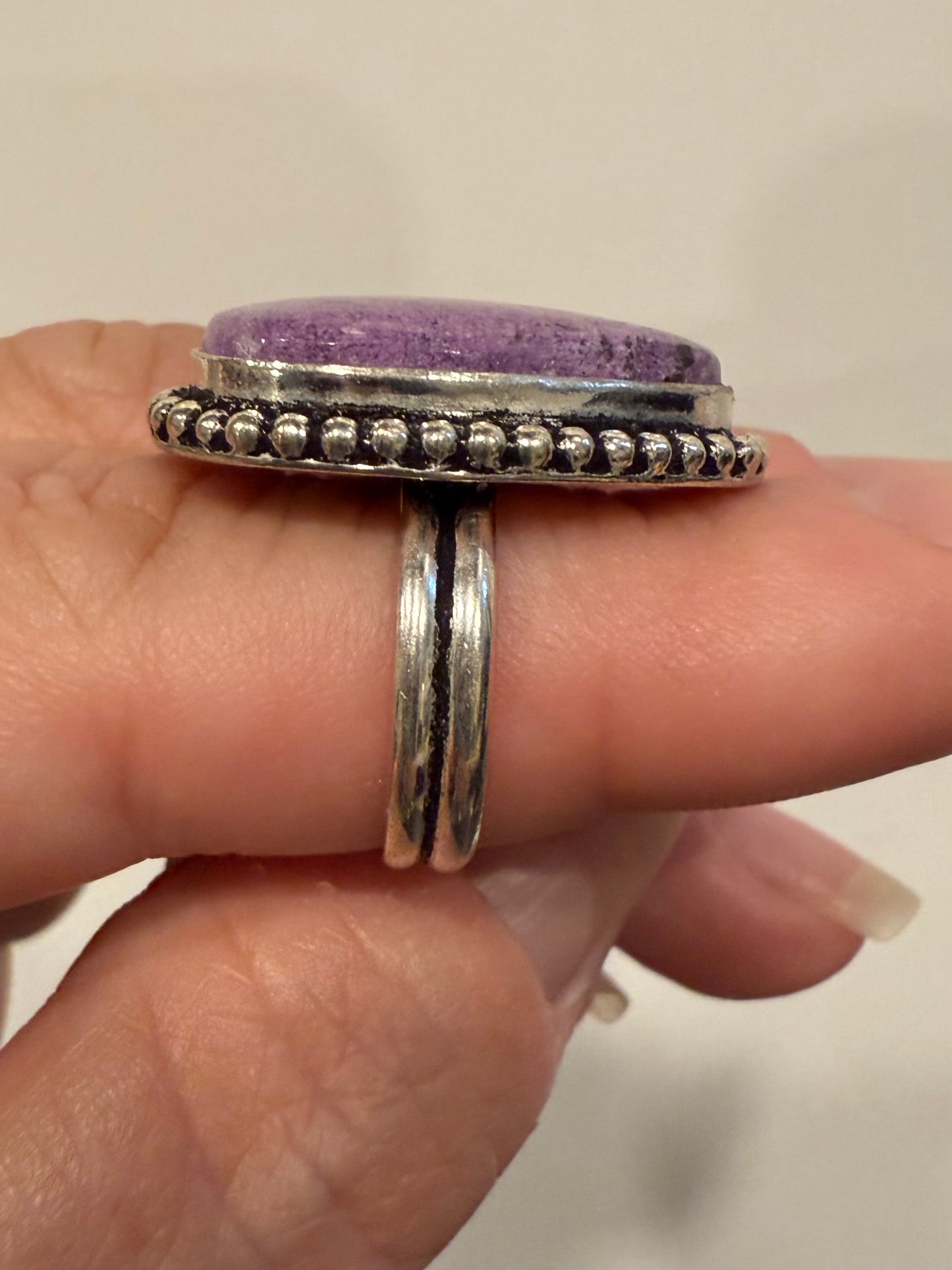 Vintage-Purpurite Sterling Ring sz7