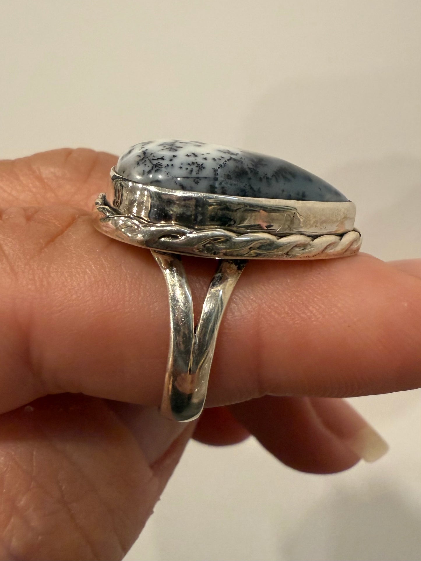 Sterling Dendritic Opal Ring