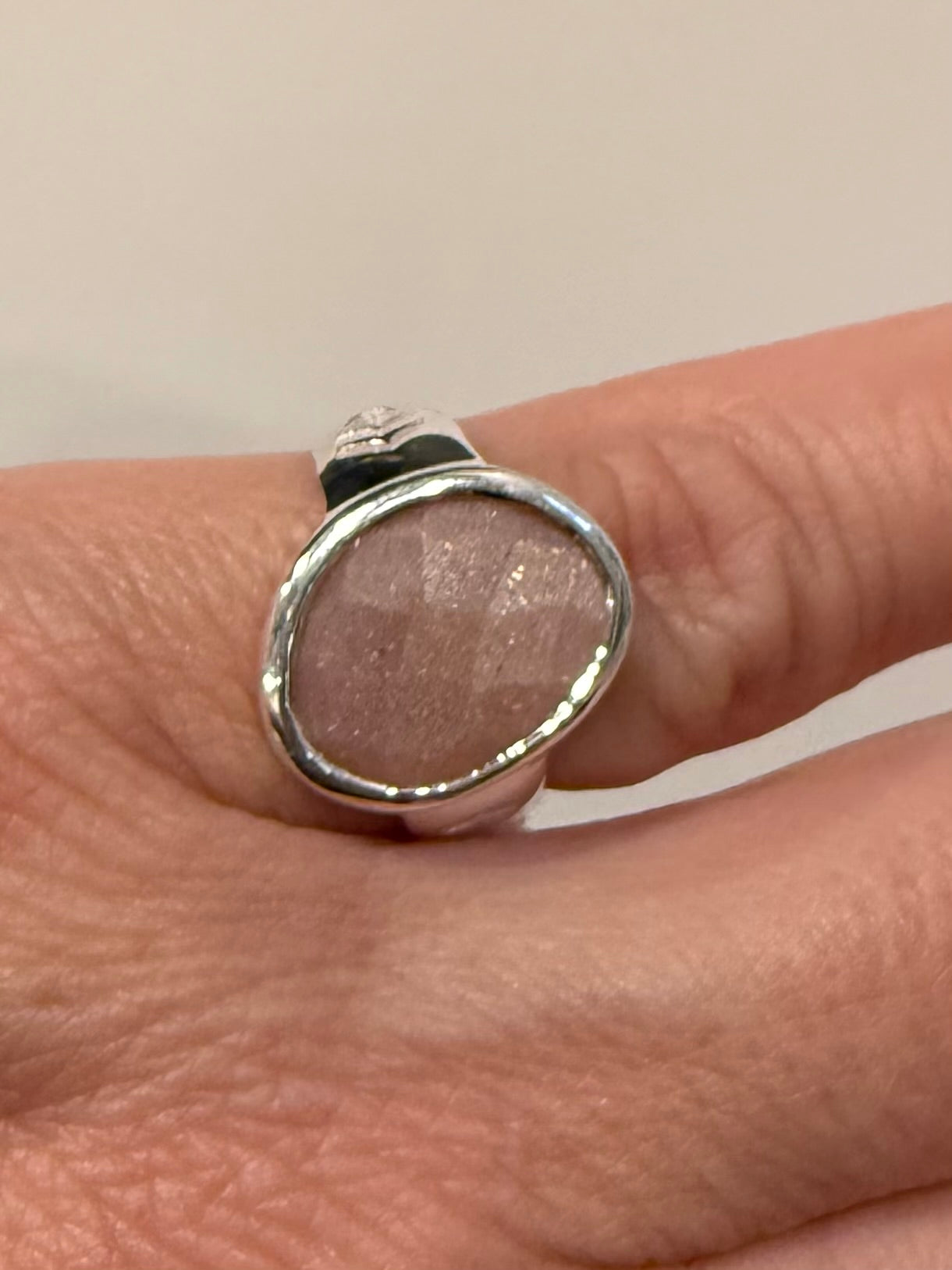 Sterling Peach Moonstone Mata Hari Ring