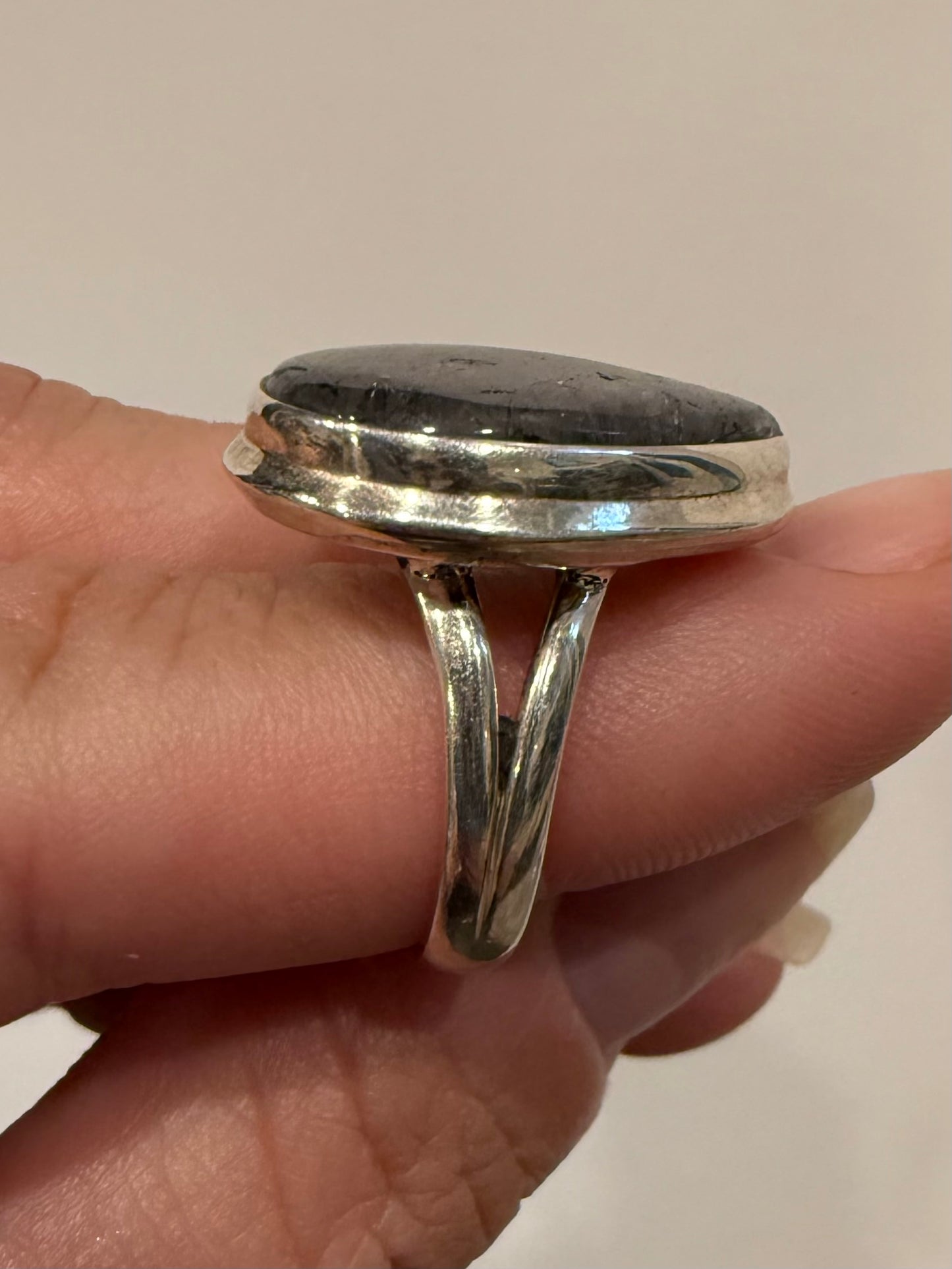 Sterling Black Rutile Quartz Ring