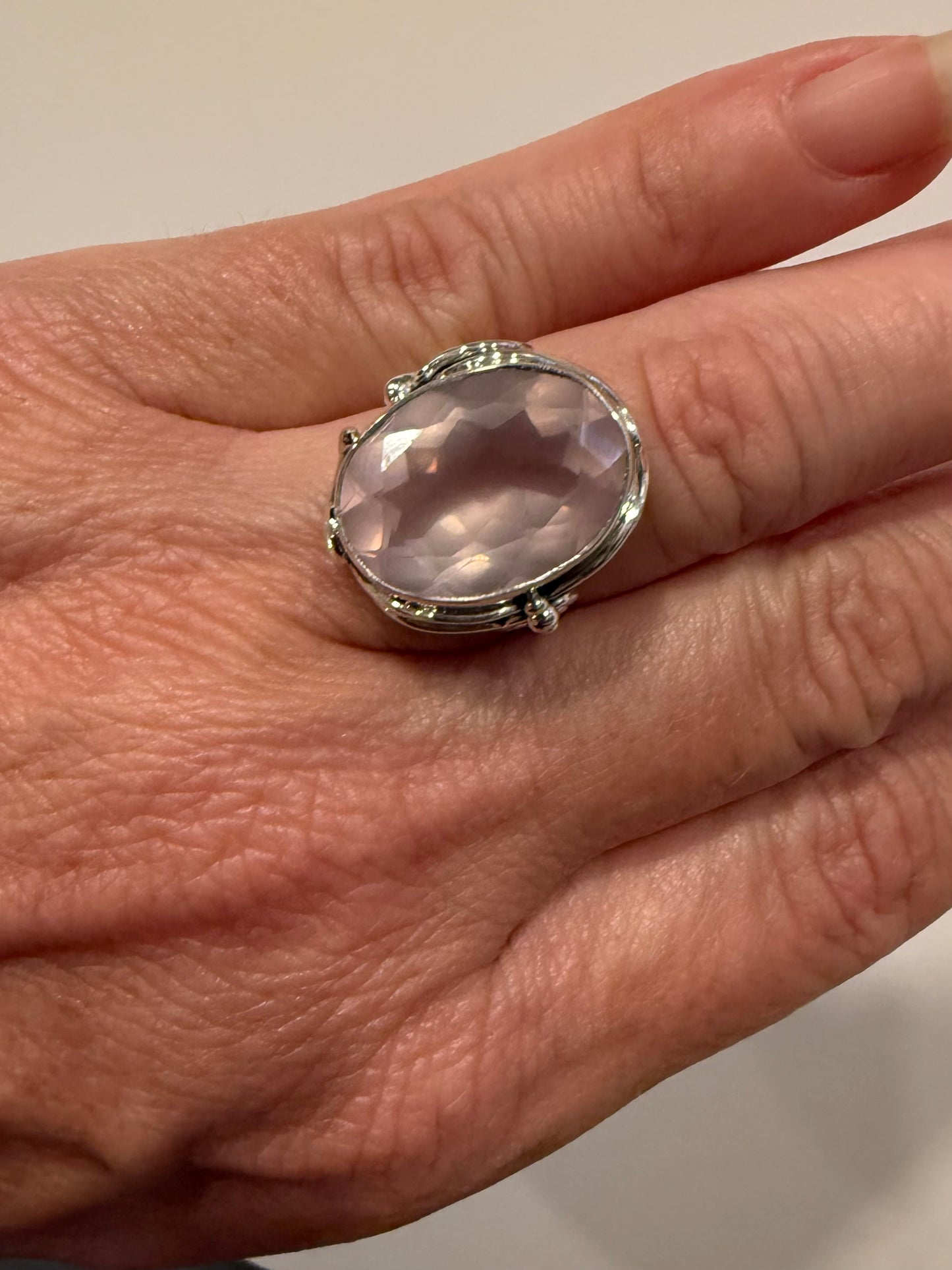 Sterling Rose Quartz Enchantment Ring