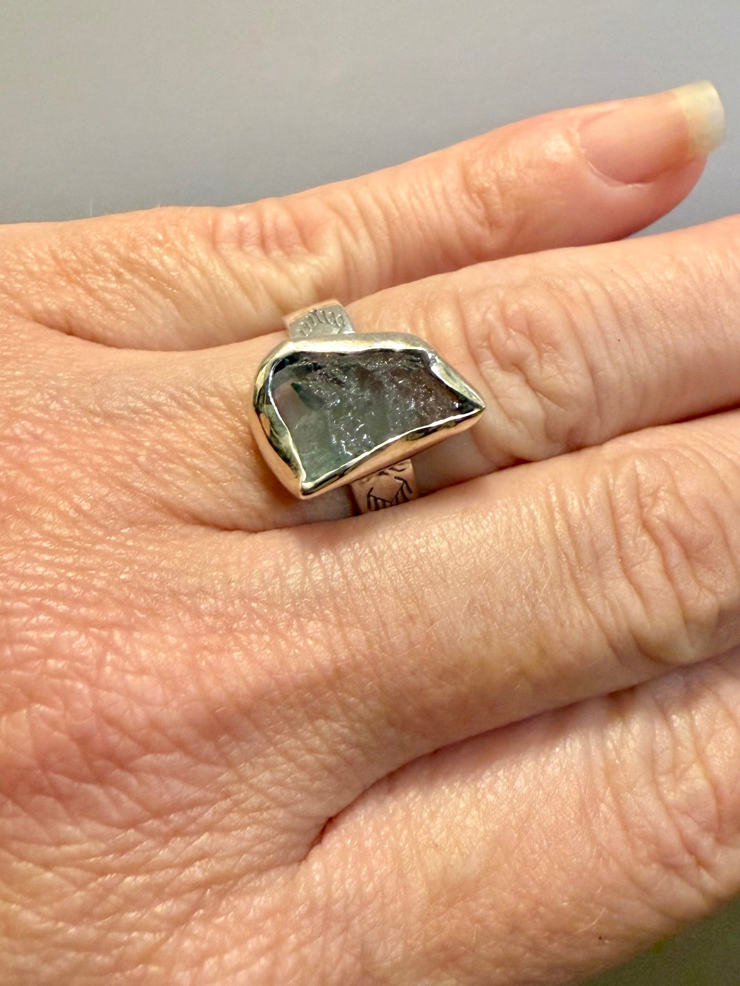 Sterling Aquamarine Melting Ring