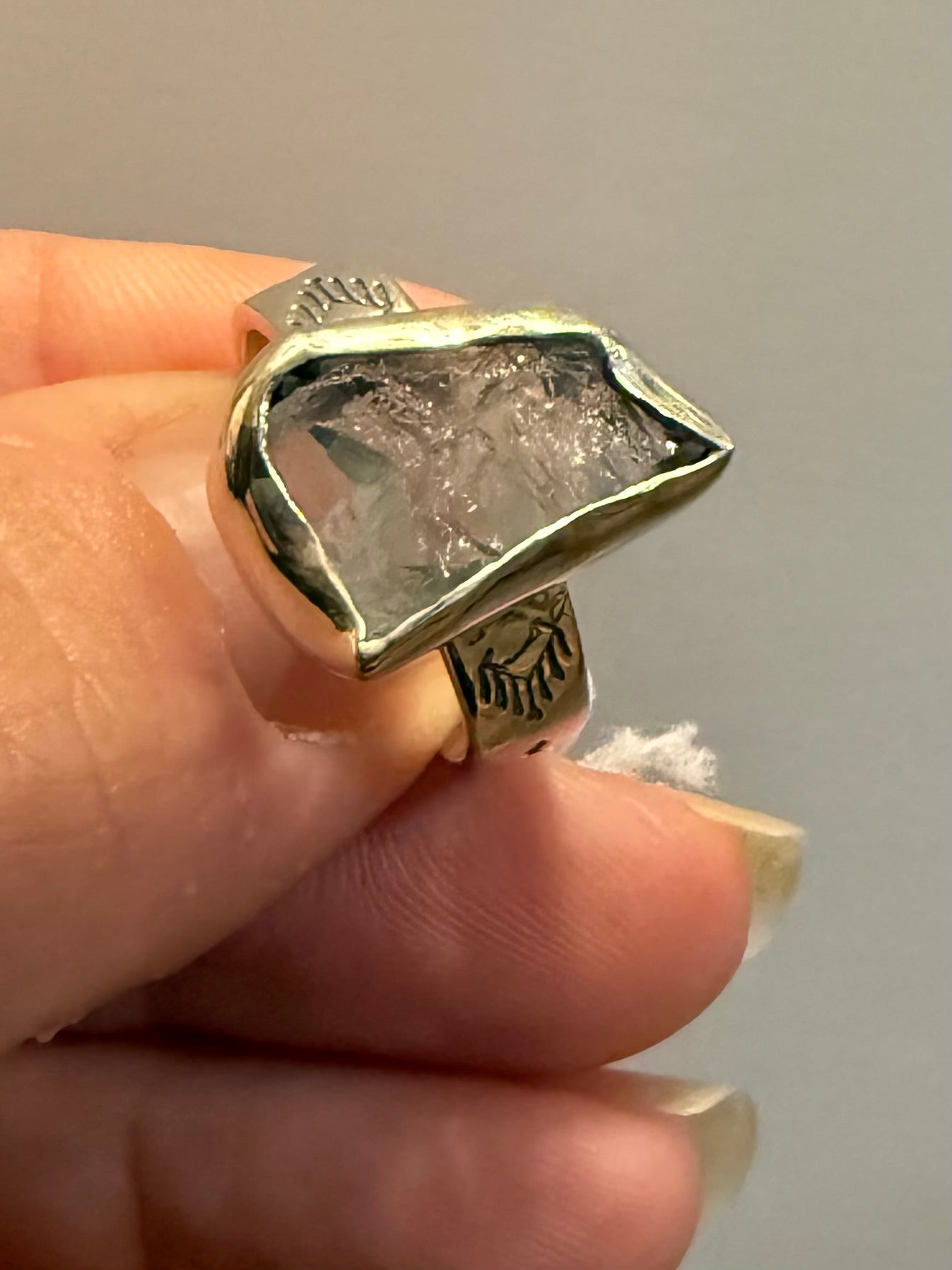 Sterling Aquamarine Melting Ring