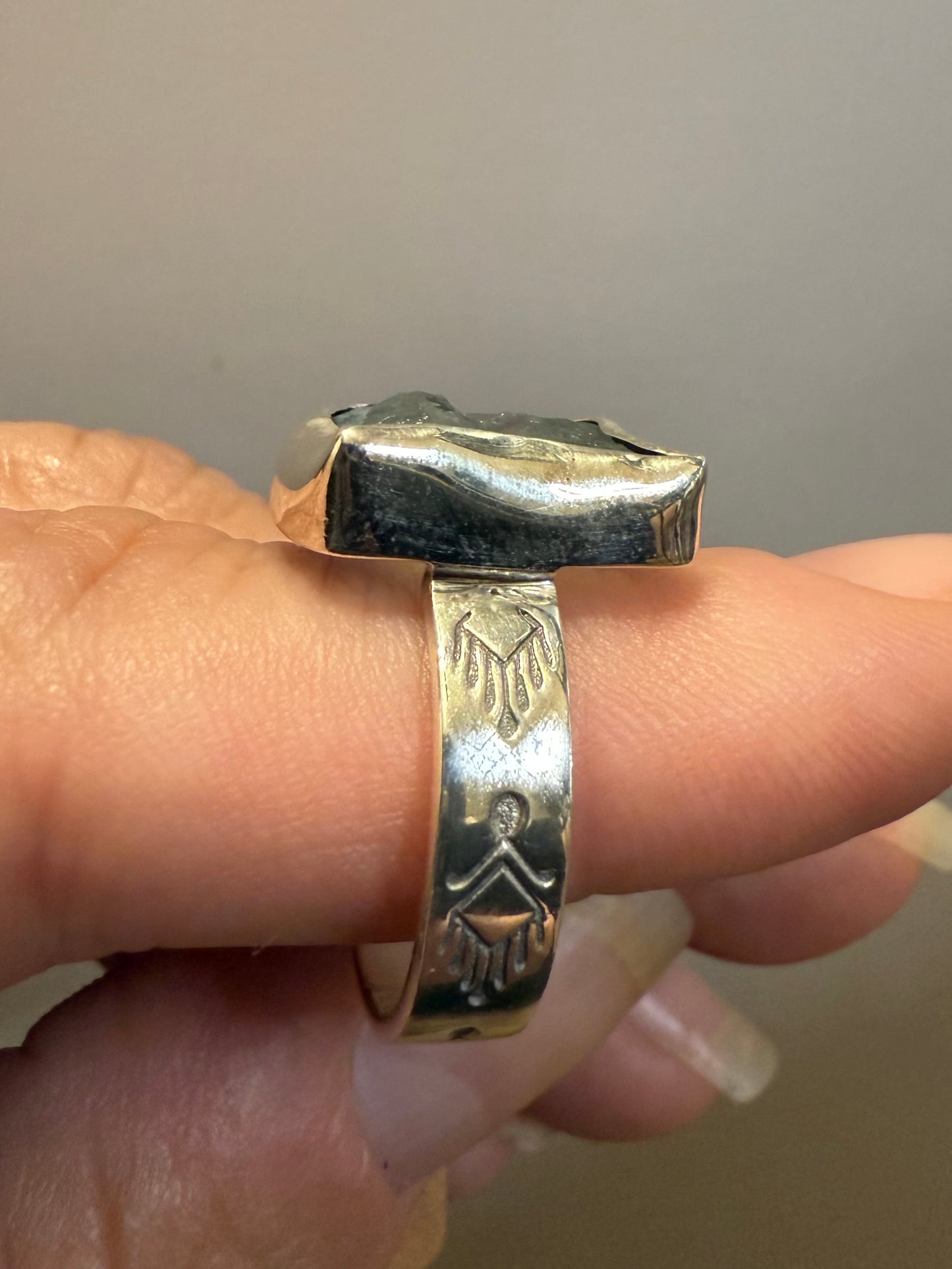 Sterling Aquamarine Melting Ring