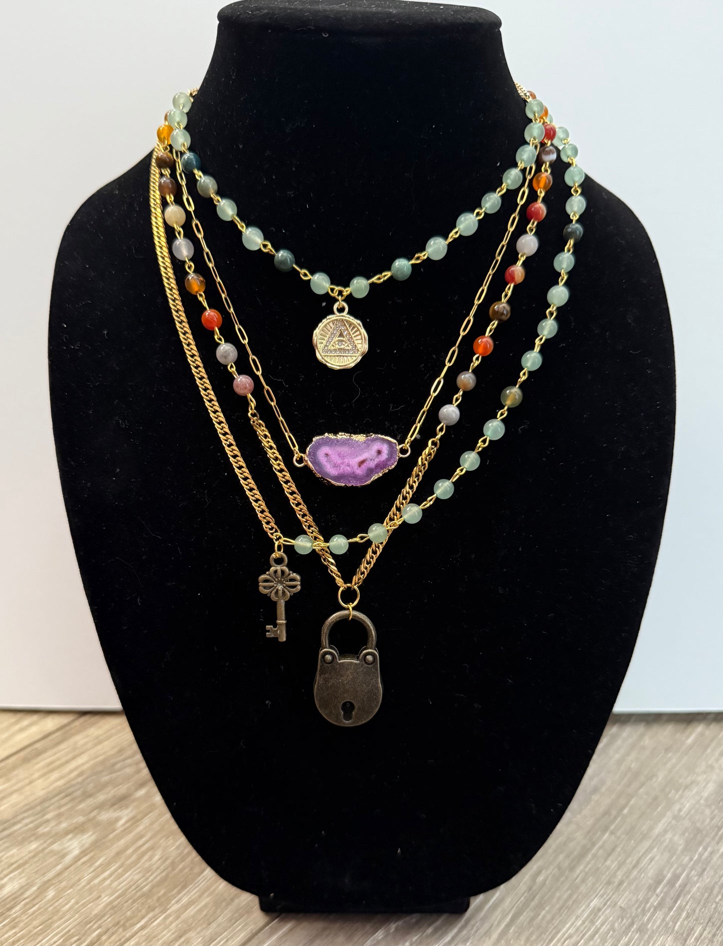 Lock & Key 4 piece Layered Necklace