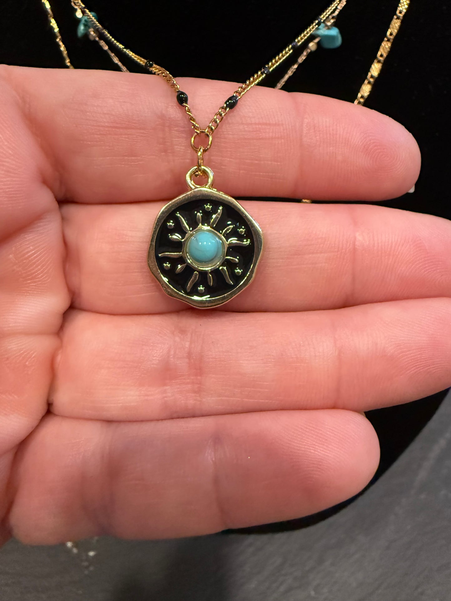 Blue Onyx Triple Necklace