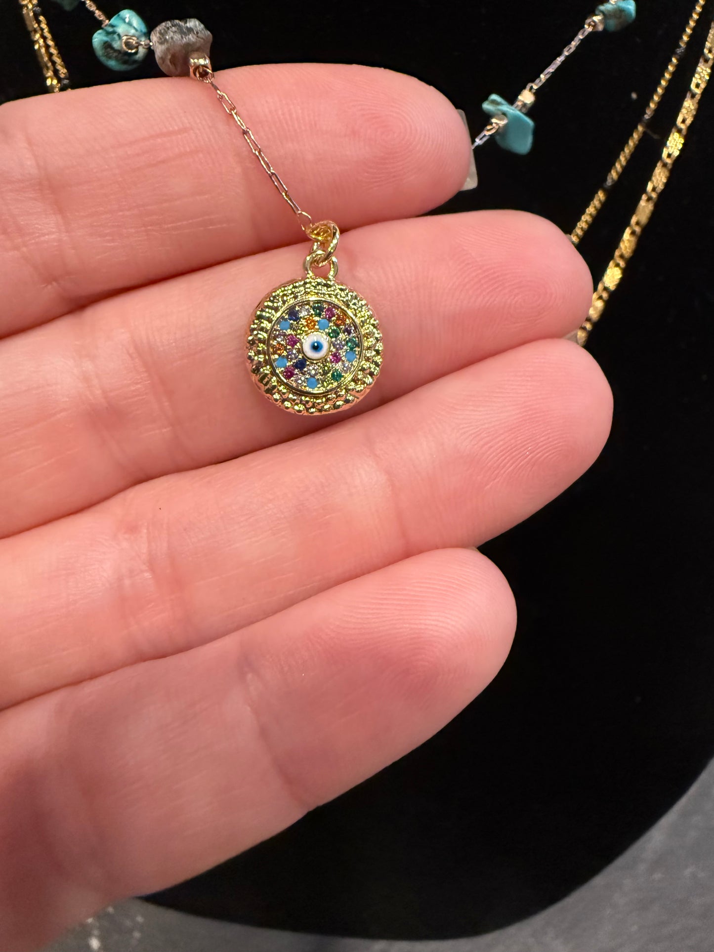 Blue Onyx Triple Necklace