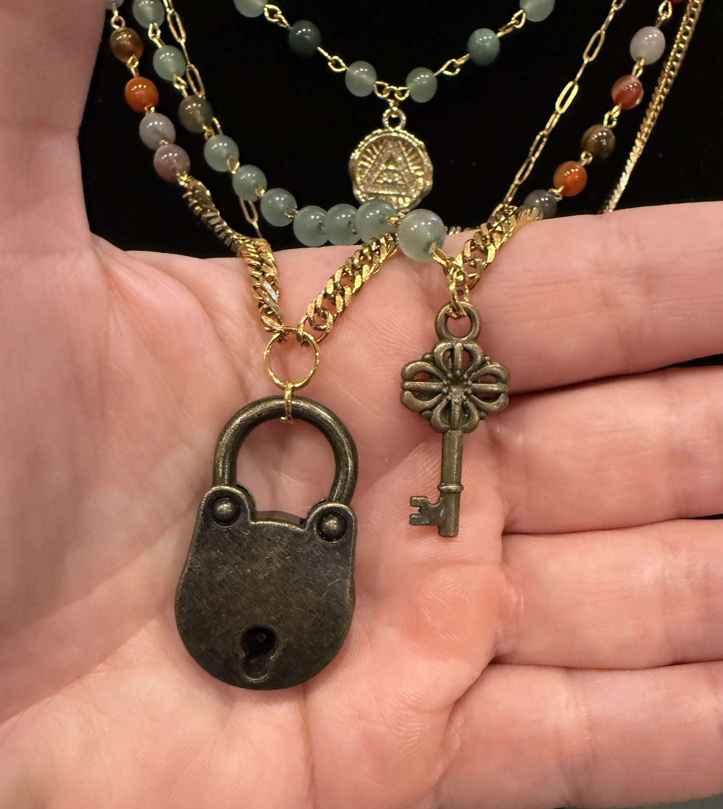 Lock & Key 4 piece Layered Necklace