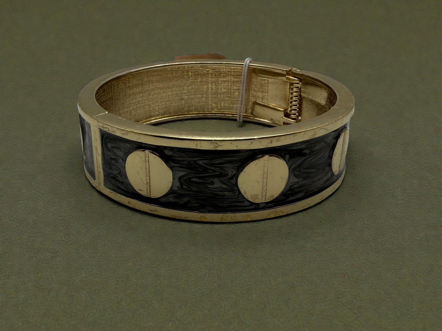 Vintage Gold-Tone & Smoke Resin Cuff Bracelet 7-7.