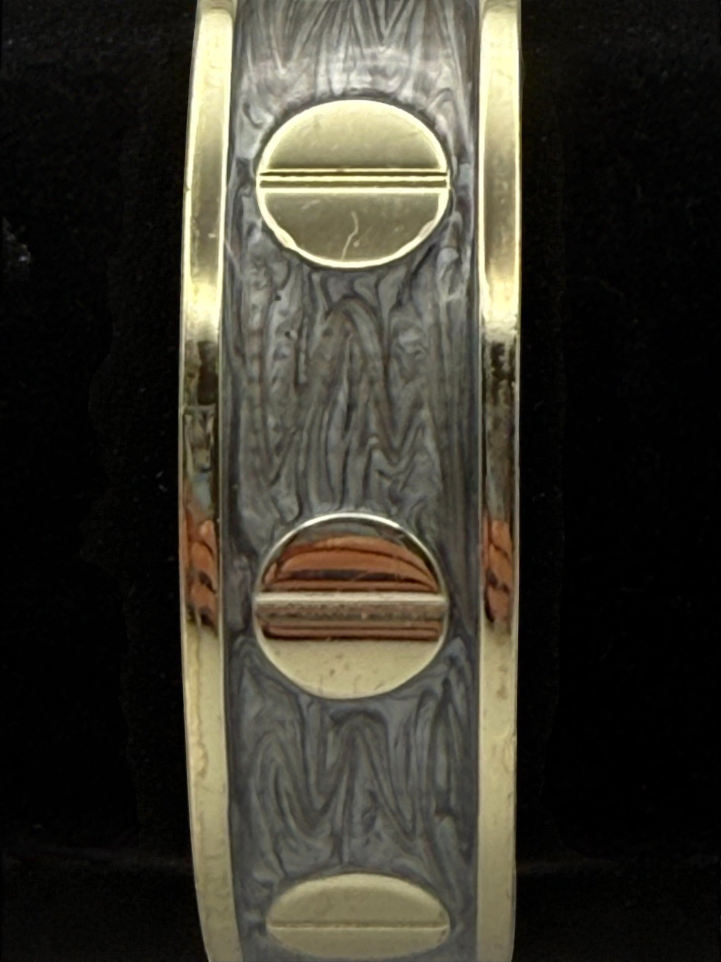 Vintage Gold-Tone & Smoke Resin Cuff Bracelet 7-7.